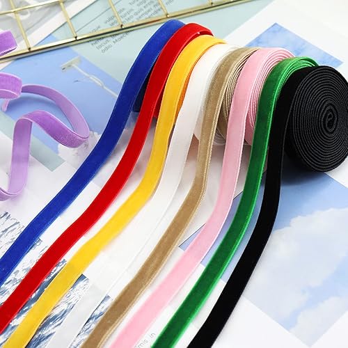 Miniatura 6 de BAORJCT 20 colores 40 yardas 38 pulgadas surtido de cinta de terciopelo de una sola cara para envolver paquetes, hacer clips de lazo para el pelo,