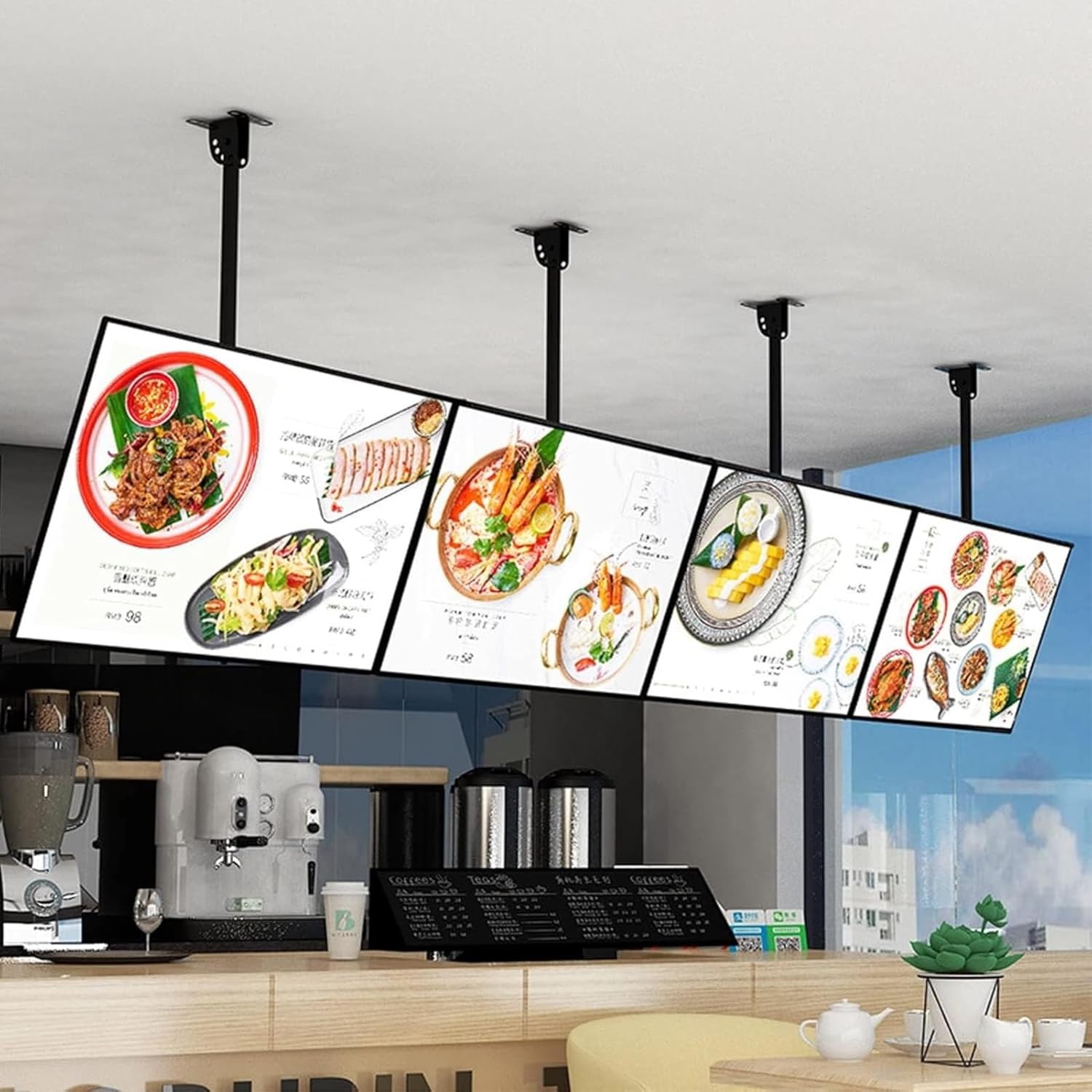 LED Menu Board, Ultra Slim Snap Frame Light Box, Illuminated Poster Display for Restaurants, LED Backlit Menu Holder, Illuminated Signage