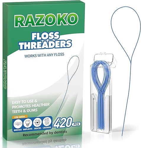 Vista 12 de RAZOKO Enhebradores de hilo dental Enhebradores de hilo dental para frenos, puentes e implantes 210 unidades (paquete de 3)
