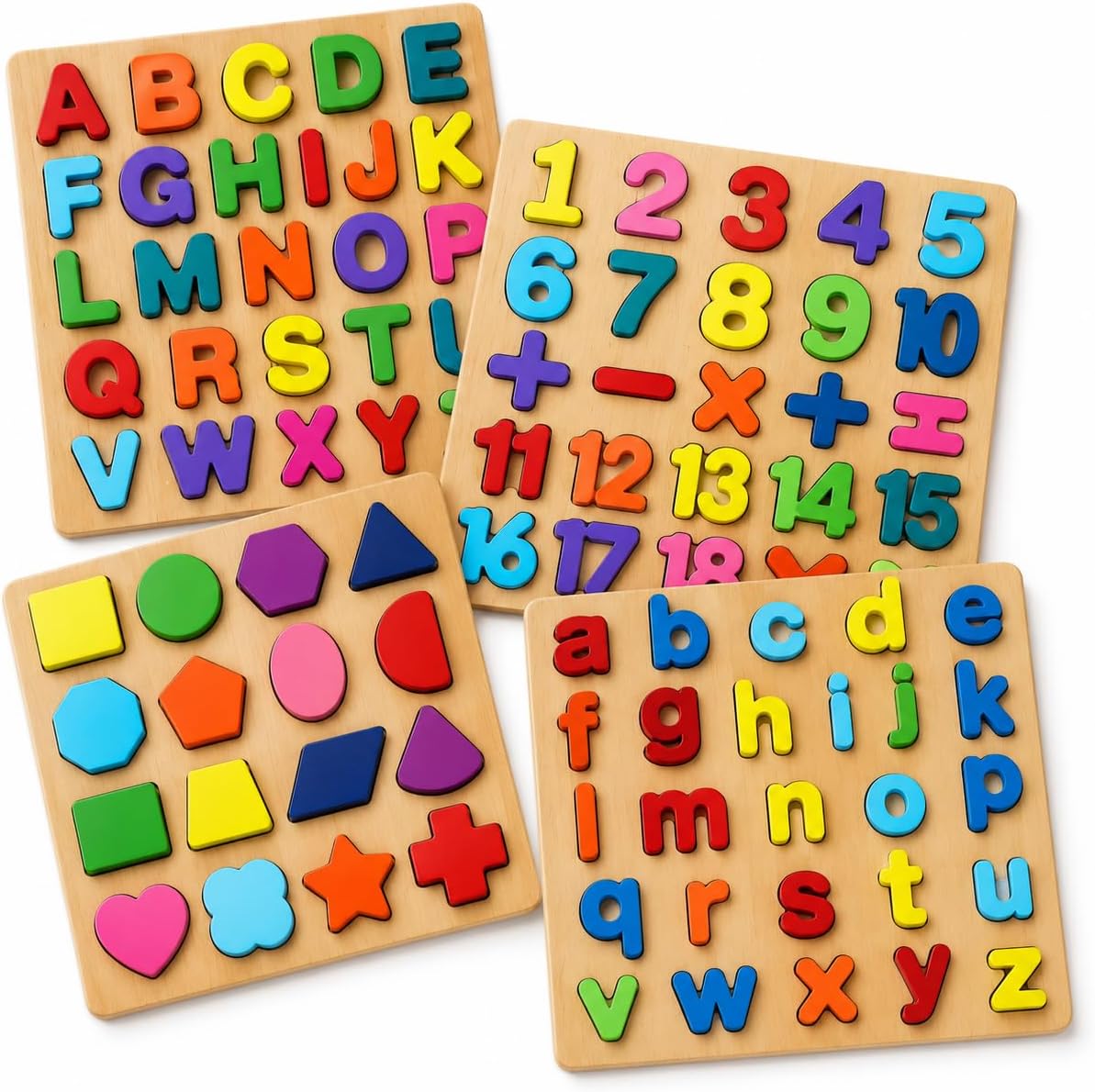 Chocozone Wooden Learning Educational Game Board for Kids, Puzzle Toys for 2 Years Old Boys & Girls (Alphabets, Numbers & Shapes)