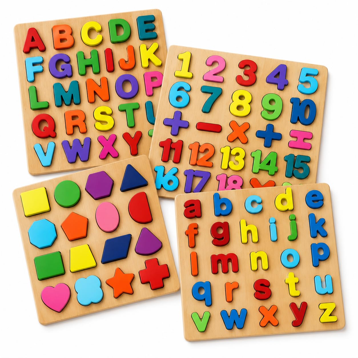 Chocozone Wooden Learning Educational Board for Kids, Puzzle Toys for 2 Years Old Boys & Girls (Alphabets, Numbers & Shapes)