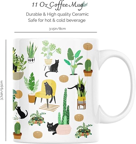 Miniatura 2 de Vivulla68 Regalo para los amantes de los gatos y las plantas, regalos de jardinería para mujeres, taza de café, taza de café con temática de gatos