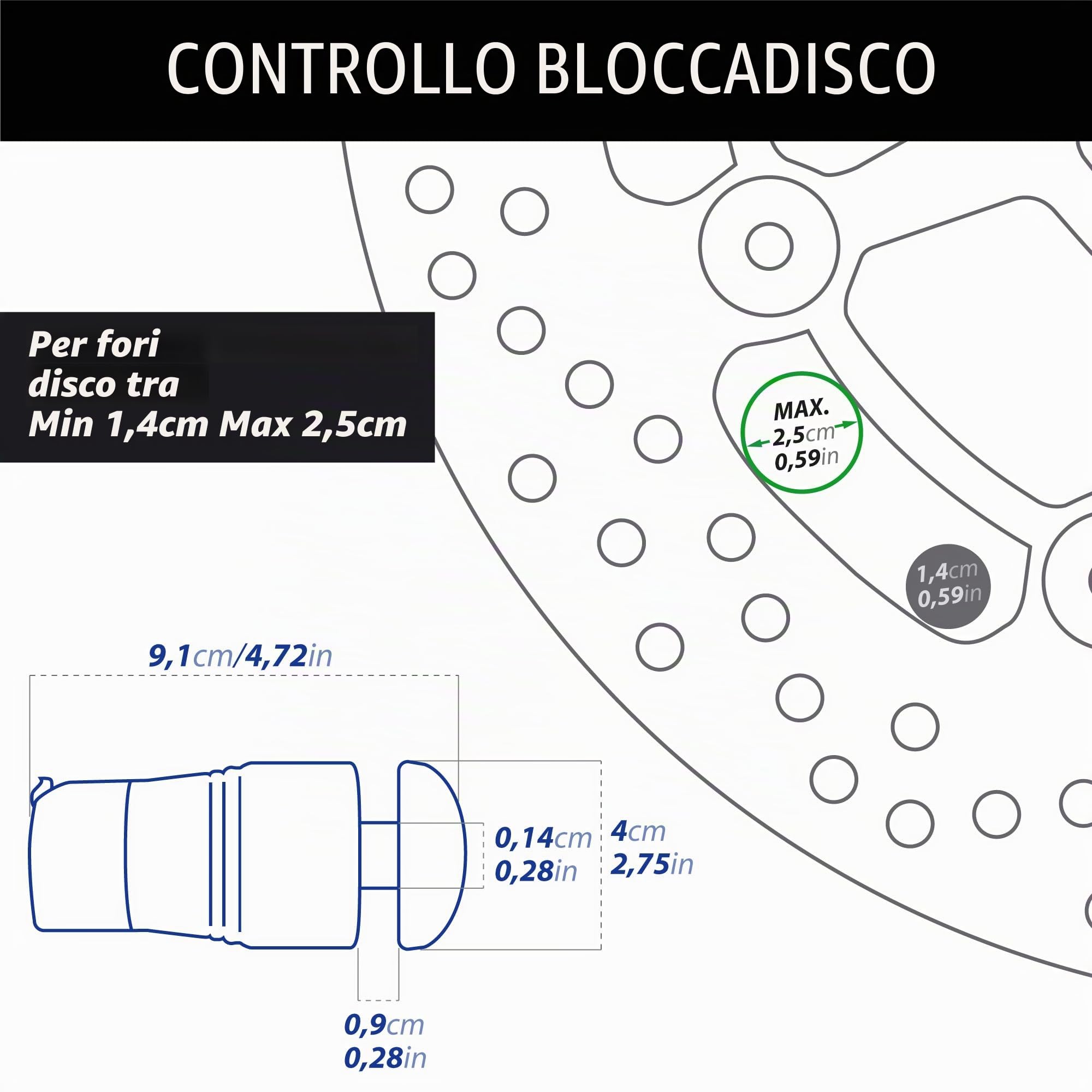 Artago 562-I Bloccadisco Moto Alta Gamma + Regalo Supporto di Trasporto, Blocco a 4 Sfere in Acciaio, Cromato, Serratura Alta Sicurezza, Lucchetto Antifurto Pinza Blocca Disco Moto Ruota Scooter
