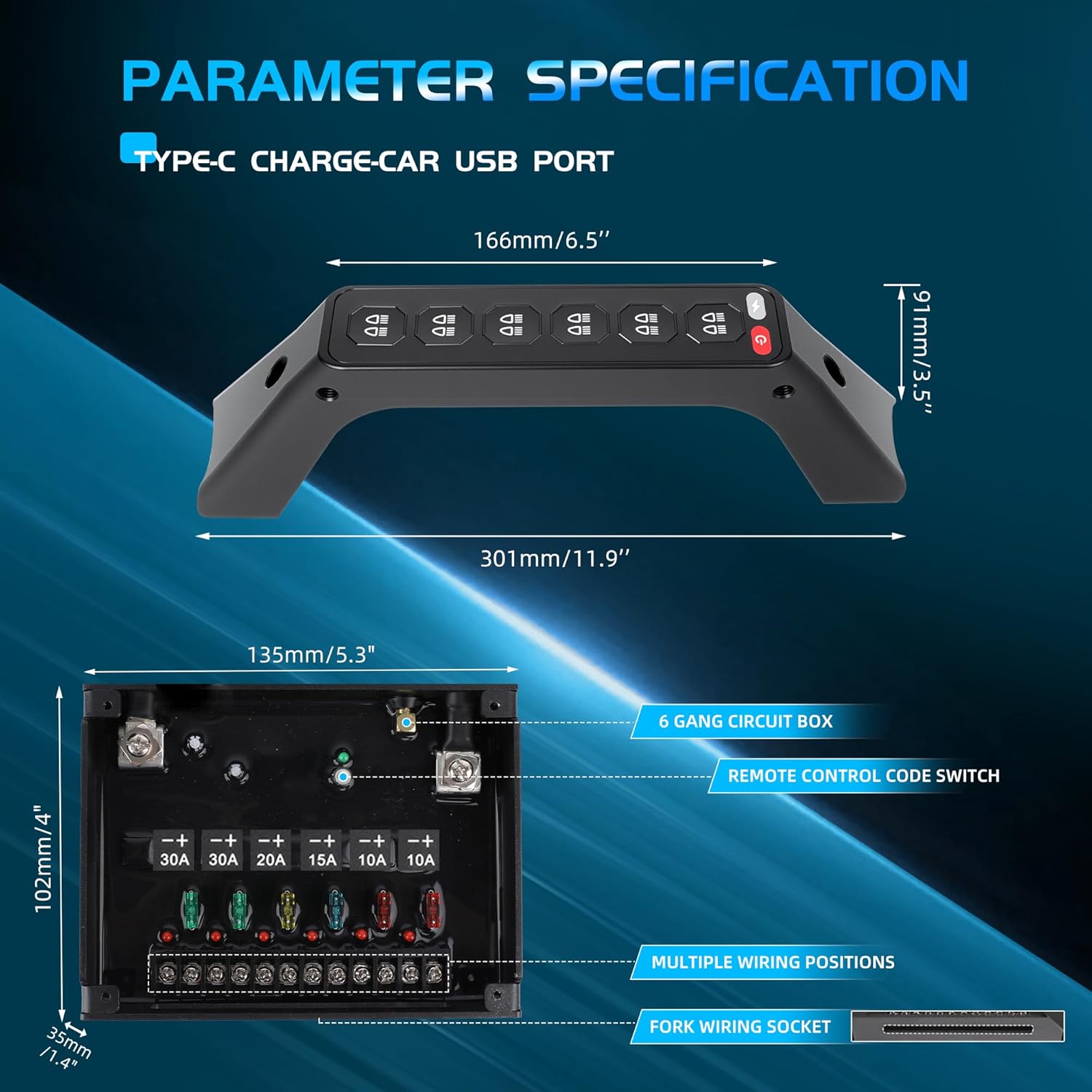 6 Gang Grab Handle Switch Panel Bluetooth RGB Pod with Backlit Off Toggle Momentary Pulsed Auxiliary Switch Panel for F150