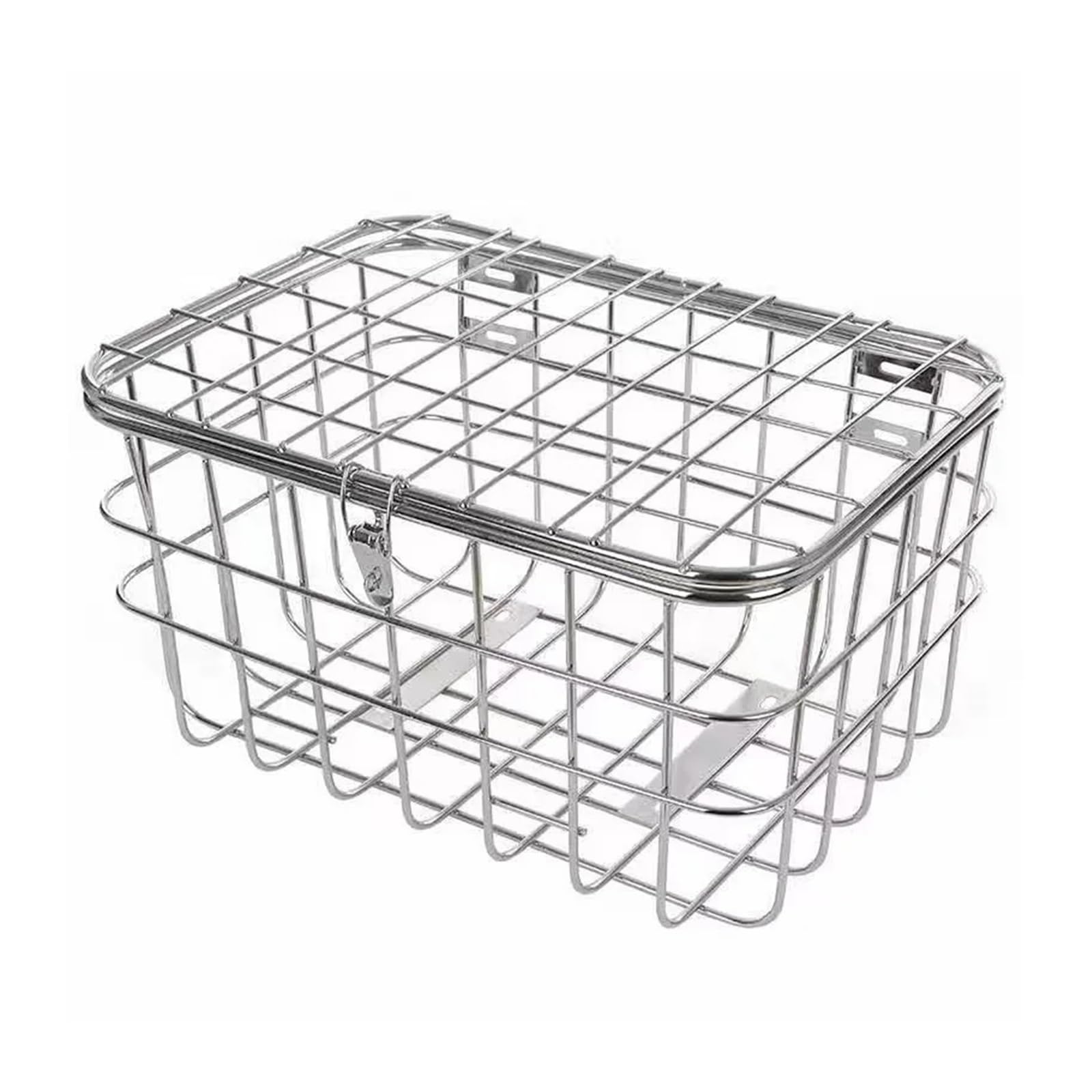FACAITZQ 50cm Large Size Stainless Steel Solid Bicycle Basket Tricycle Metal Rear Basket With Lid And Lock Bike Fit For Accessories