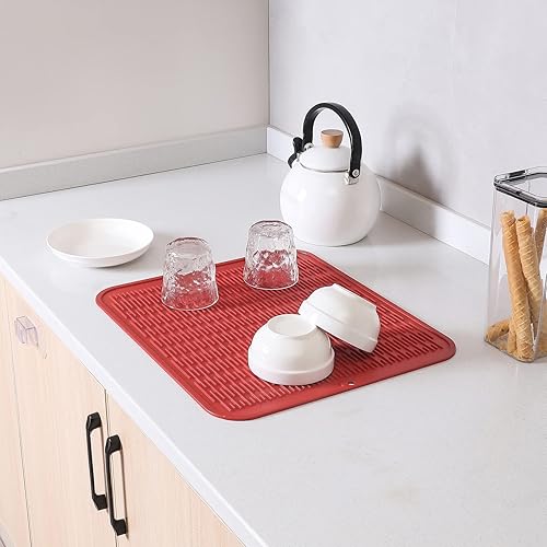 Miniatura 297 de Tapete de silicona para secado de platos para múltiples usos, fácil de limpiar, ecológico, resistente al calor, tapete de silicona para encimera