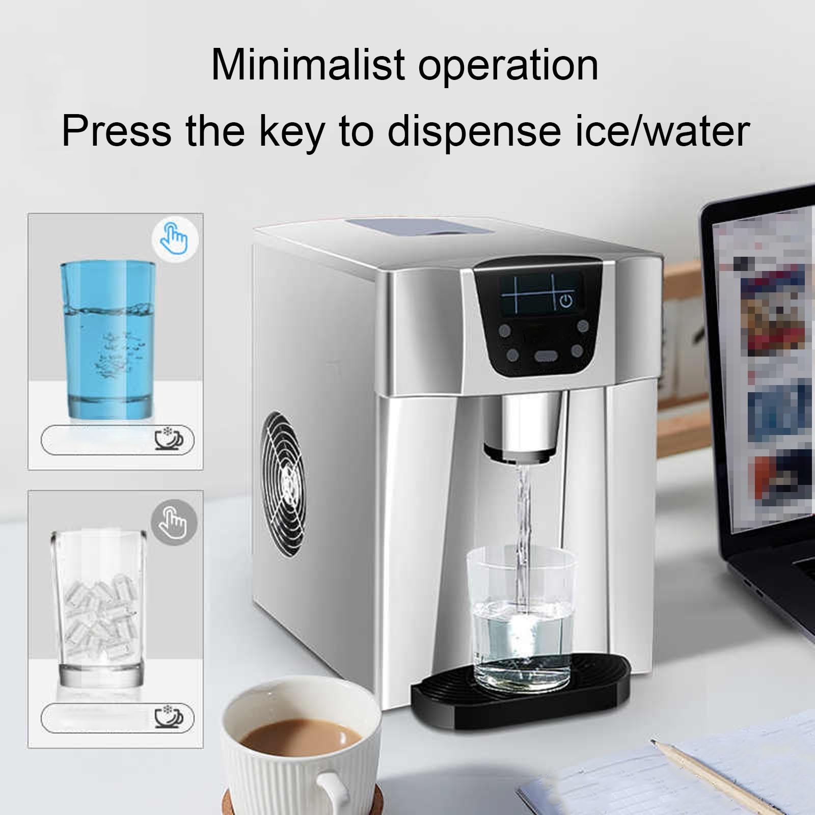 Water Cooler Dispenser Built-In Nugget Ice Maker 9 Cubes Ready In 6-10 Mins Ice Makers Countertop 33lbs In 24hrs Manual Water Addition For Home Office on Fridge.com - View 6