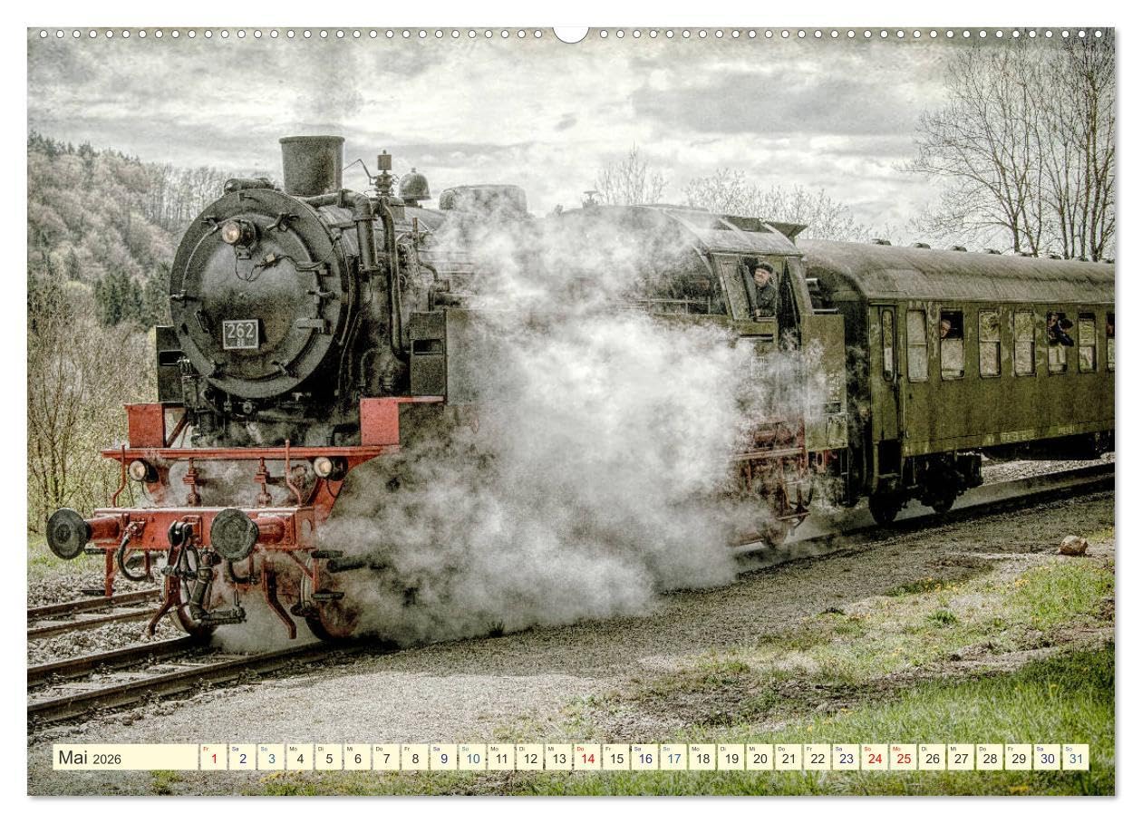 Dampfloks - eindrucksvolle Lokomotiven (hochwertiger Premium Wandkalender 2026 DIN A2 quer), Kunstdruck in Hochglanz: Dampfloks für Lokfans (CALVENDO Mobilitaet)