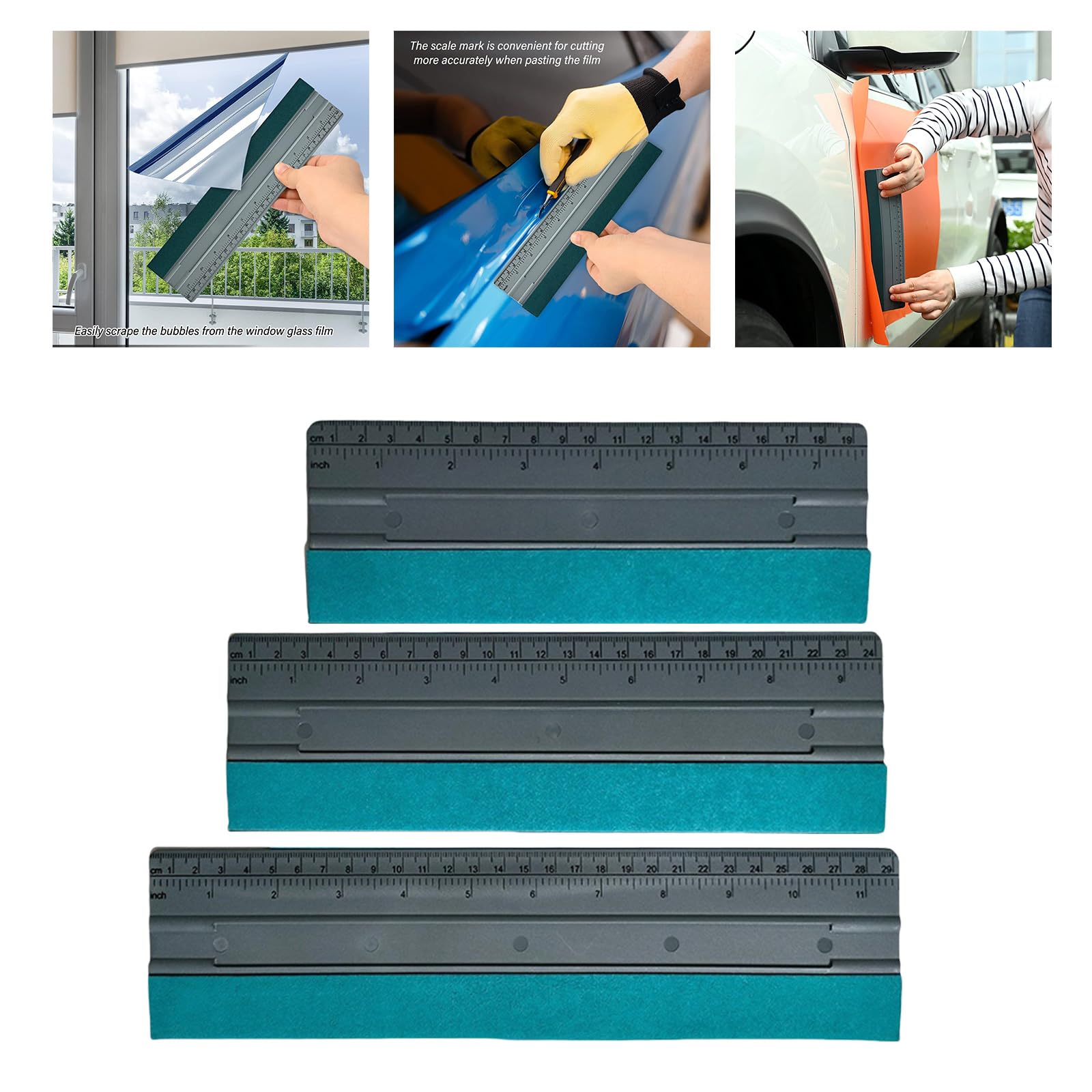 Multiple Use Felt Squeegee with Scale Ruler Efficient Felt Squeegee with Scale for Car Wrap & Window Tint Application