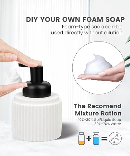 Miniatura 3 de Juego de accesorios de baño blanco - 6 piezas soporte para cepillos de dientes, dispensadores de jabón de loción y espuma, soporte Qtip, bandeja de