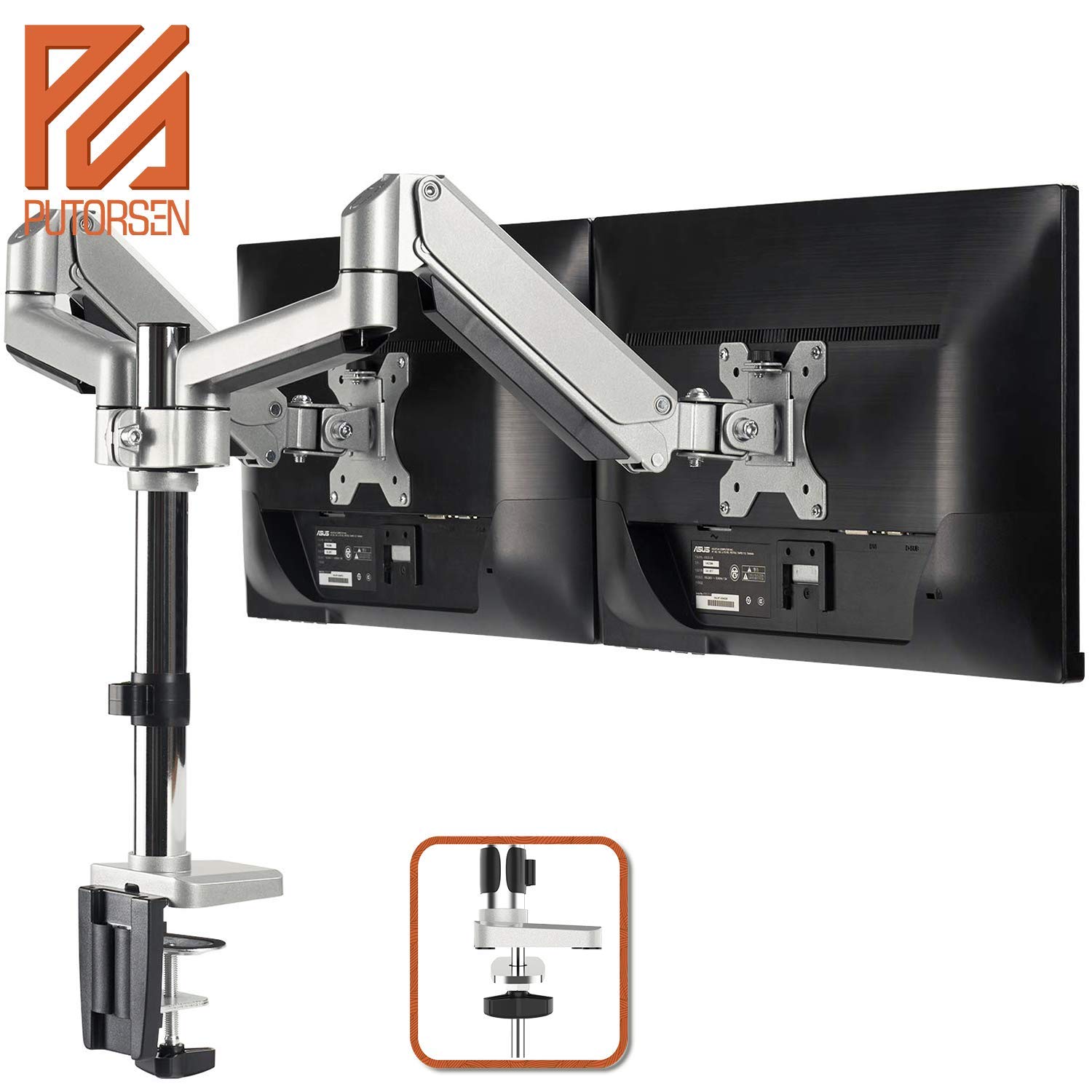 Buy PUTORSEN® PC Dual Monitor Arm Aluminum Ergonomic HeightAssisted