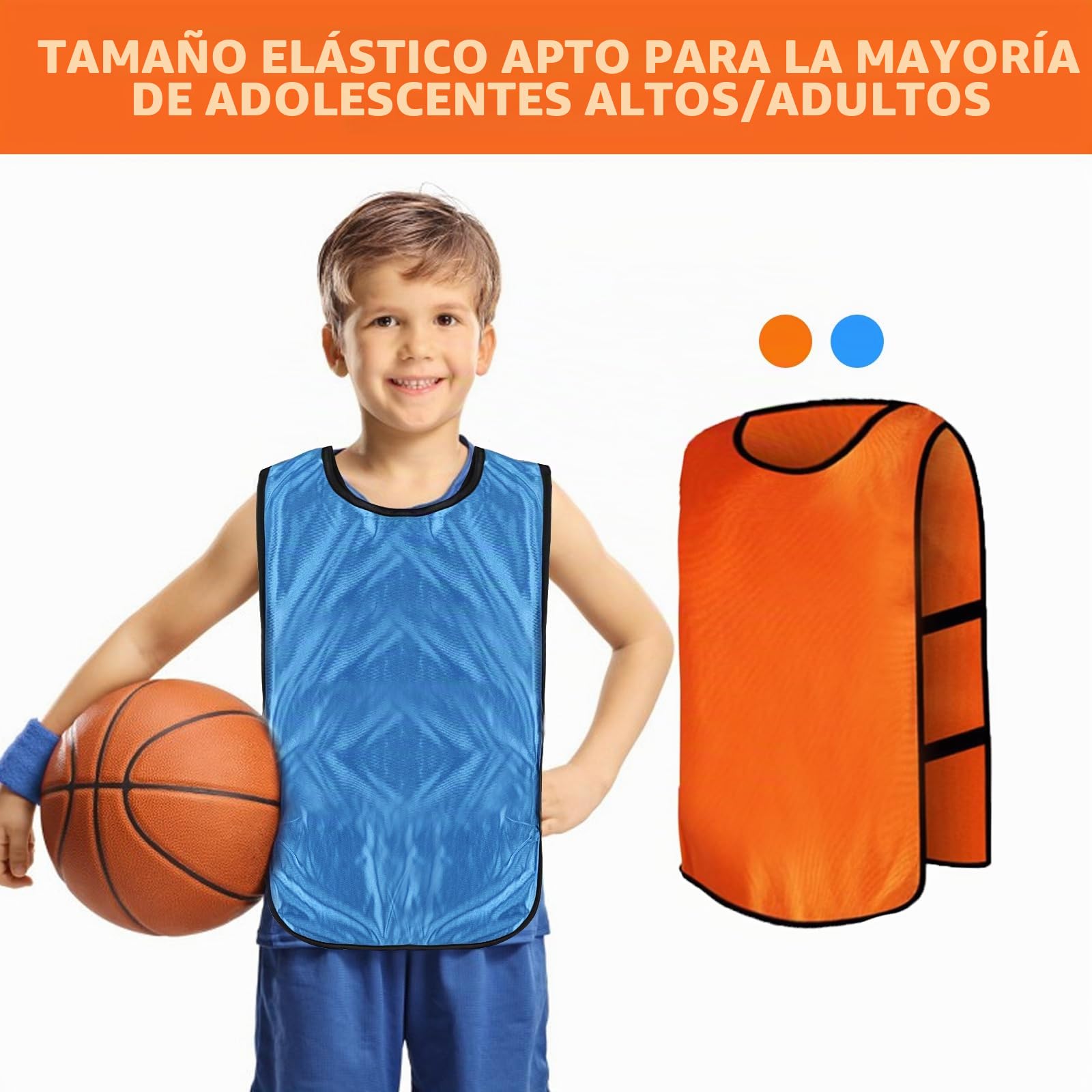 Reversible Football Training Vests for Kids Youth Adults Orange Blue