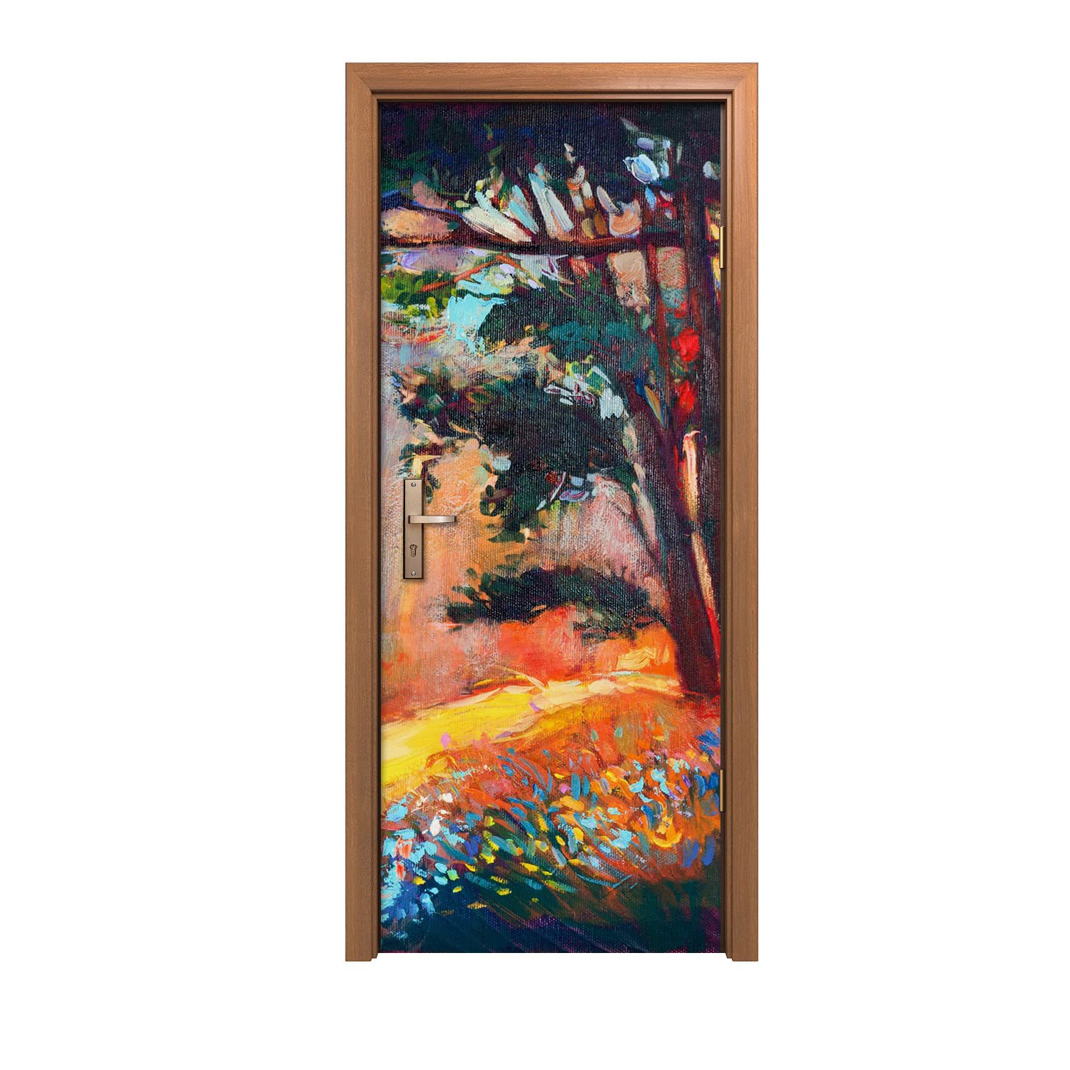 Décoration de porte murale 90x200cm autocollant design intérieur motif arbre fleurs