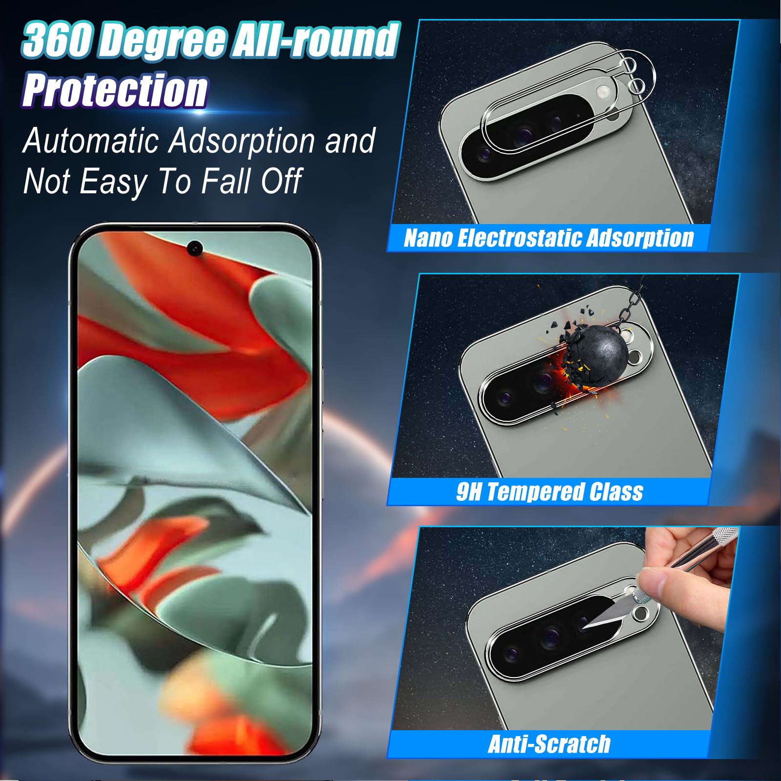 Wookfiss Verre Trempé Anti-Espion (2)+Caméra Arrière