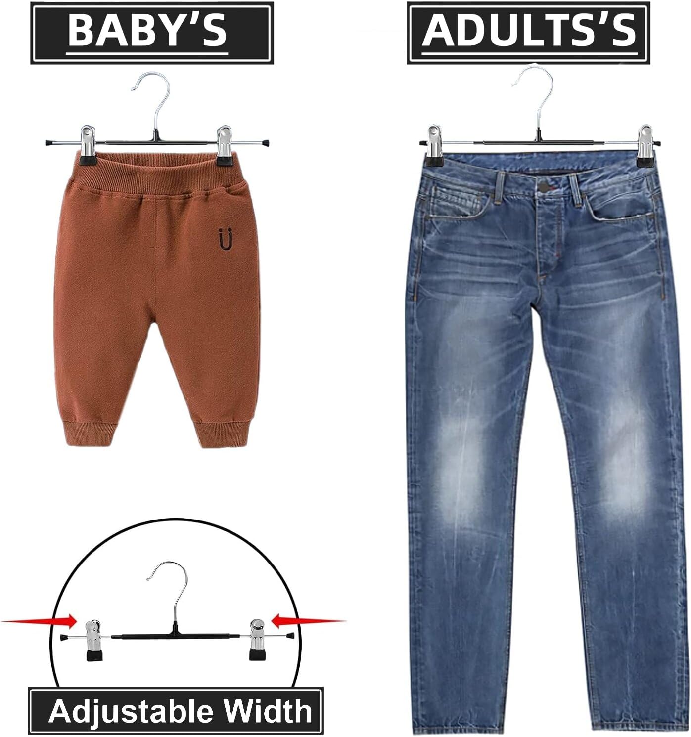 Non-Marking Anti-Slip Pants Hanger, Space-Saving Pants and Skirt Clip, Jeans and Long Pants Hanger, Clothes Clip for Various Shorts and Casual Pants, Durable. (20, Pink)