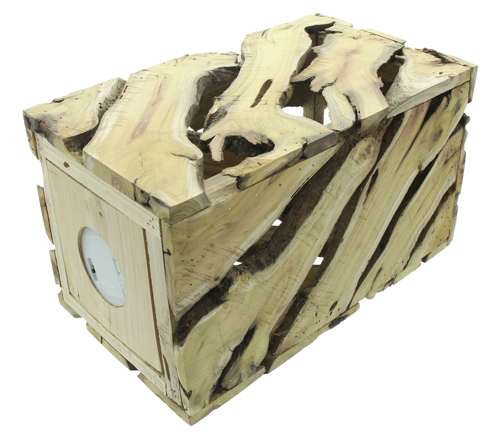 Dekoleidenschaft Colonne décorative rustique en bois, avec éclairage, décoration LED, colonne en bois, colonne pour salon