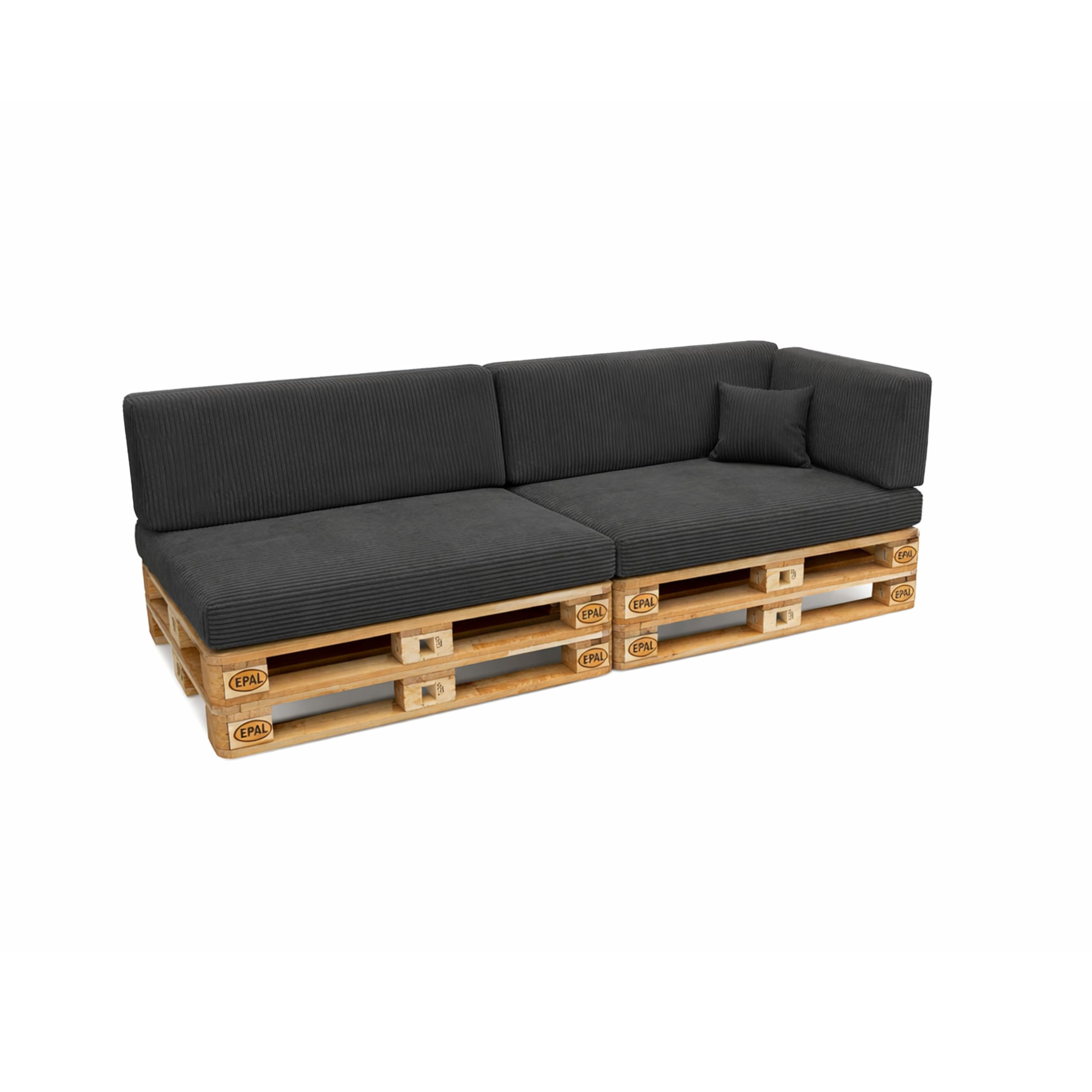 POKAR Euro Pallet Seating Set of 2: 1x seat cushion 120x80cm + 1x back cushion 120x40cm, cold foam, removable covers, Home Garden Furniture DIY, indoor outdoor pillow, without pallets, Beige — view 258