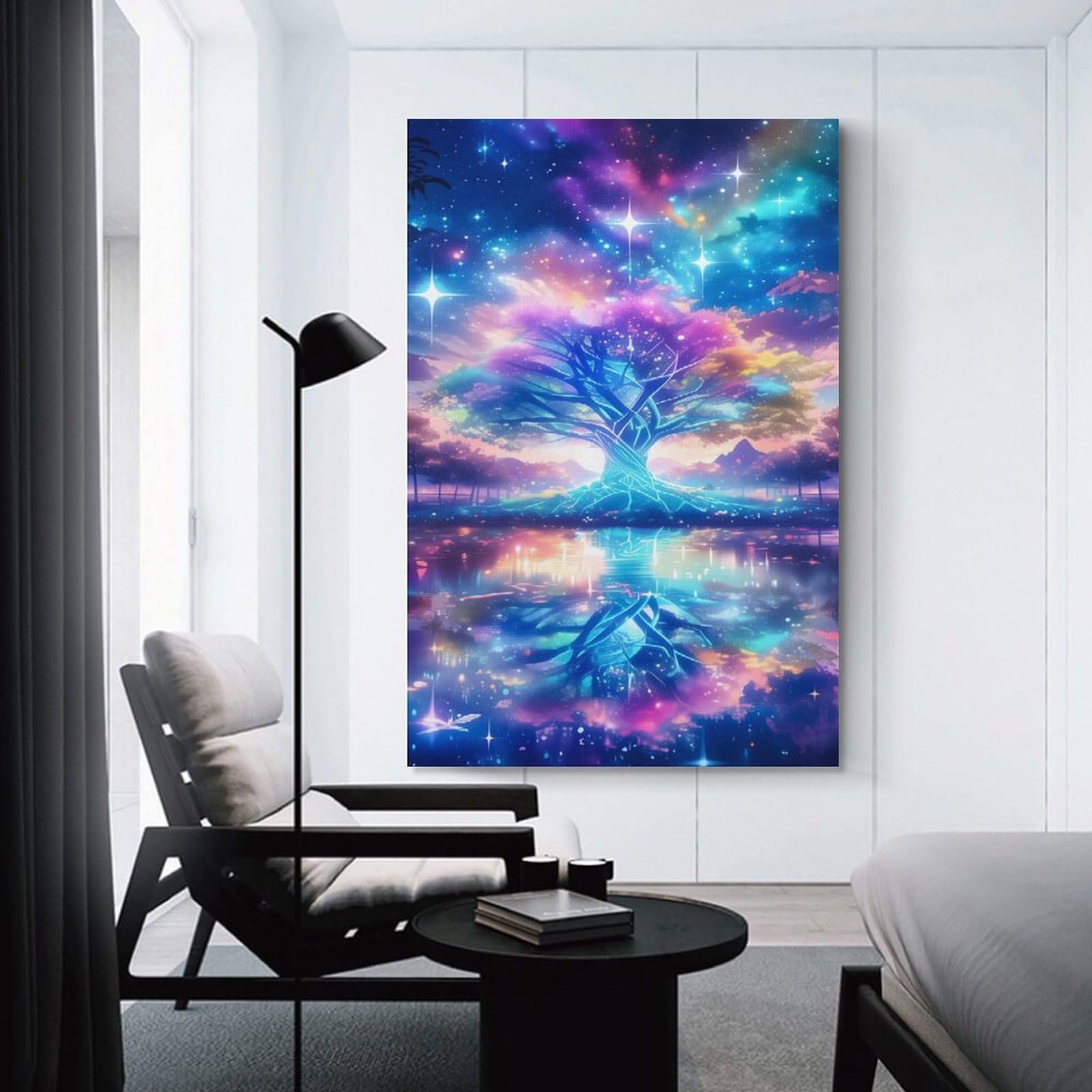 Junmoney Unframe-Style-4-1 Canvas Art Print Enchanted Forest Reflections, 12X18inch(30X45cm), For Office, Study Or Home Workspace, Home Office Artwork With Decorative Appeal