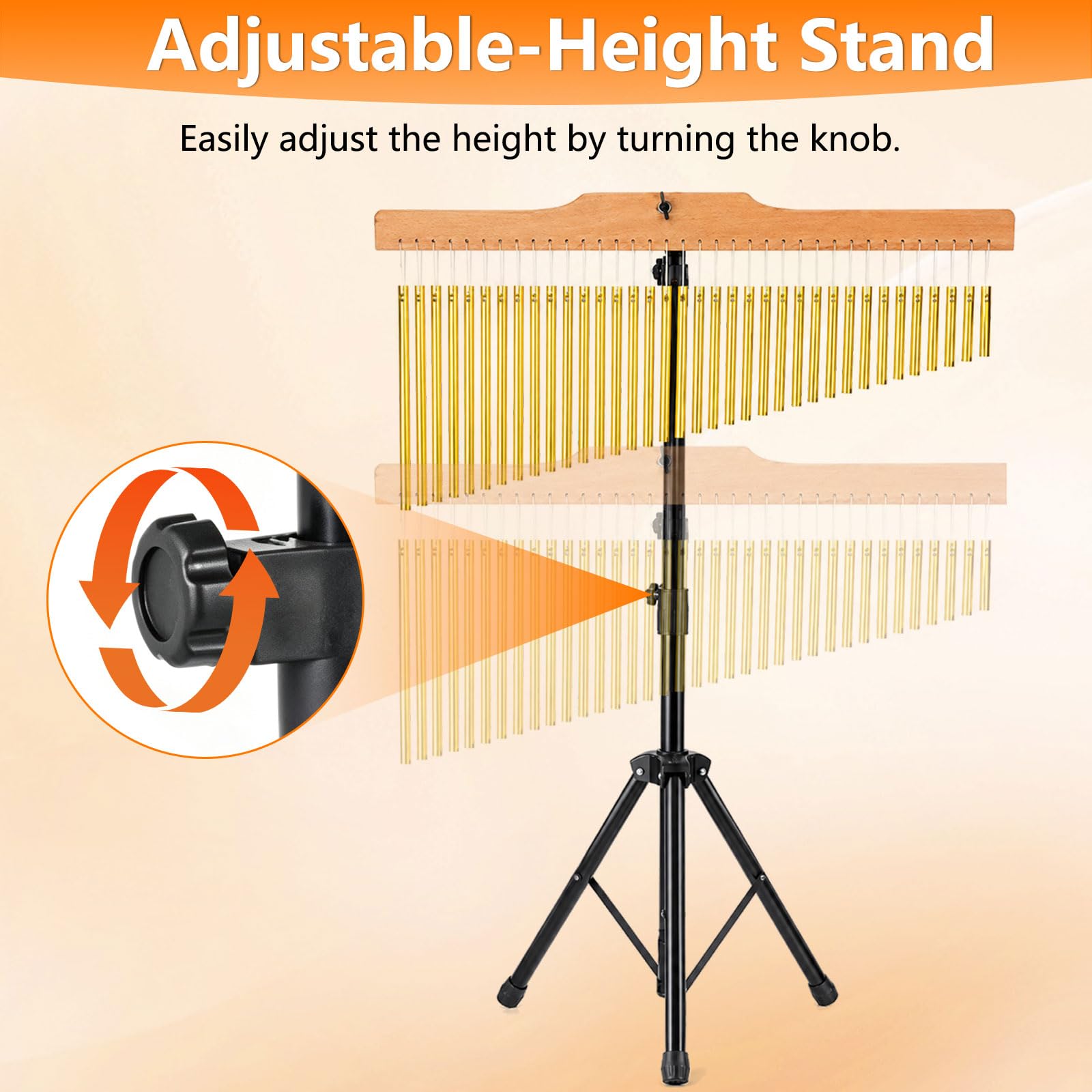36 Klangstäbe, Percussion Chimes 36 Töne, mit faltbarem Ständer | 72-115cm Einstellbarem Ständer, Holzleiste Schlägel, für Orchester, Chöre, Klassenzimmer, Kirchenbands und Musikaufführungen