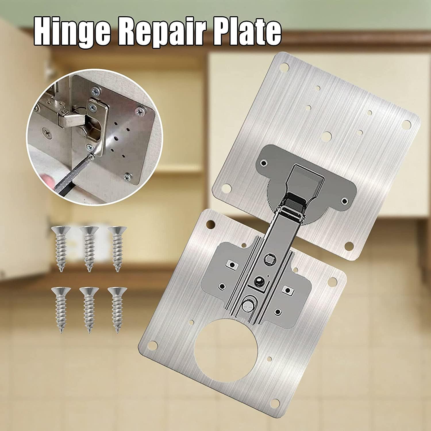 Cabinet Hinge Repair Plate - Stainless Steel Kit -6 Cabinet Hinge Repair Plate - Stainless Steel Kit -6