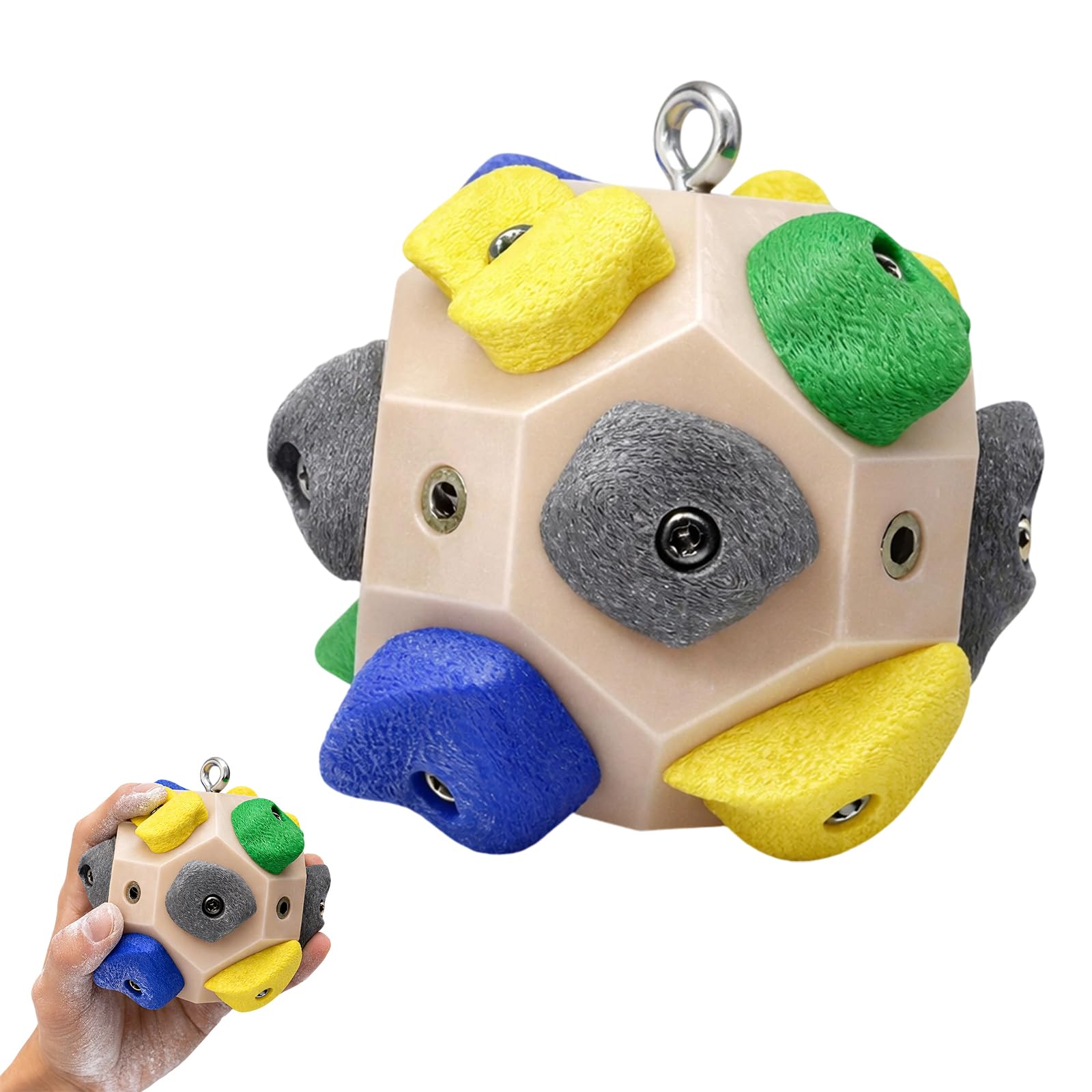 Boulder Block Climbing Gifts, Rock Climbing Finger Training, Portable Bouldering Frame with Climbing Holds, Climbing Chalk Ball Alternative for Hand Therapy and Stress Relief, Off-White Design for All