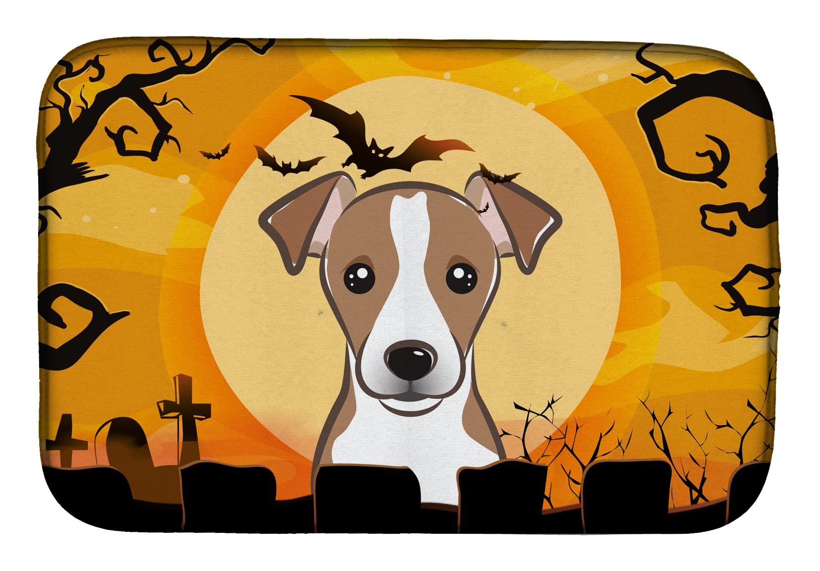 Cadeau pour Propriétaire de Chien Tapis d'Égouttage Jack Russell Halloween 14x21