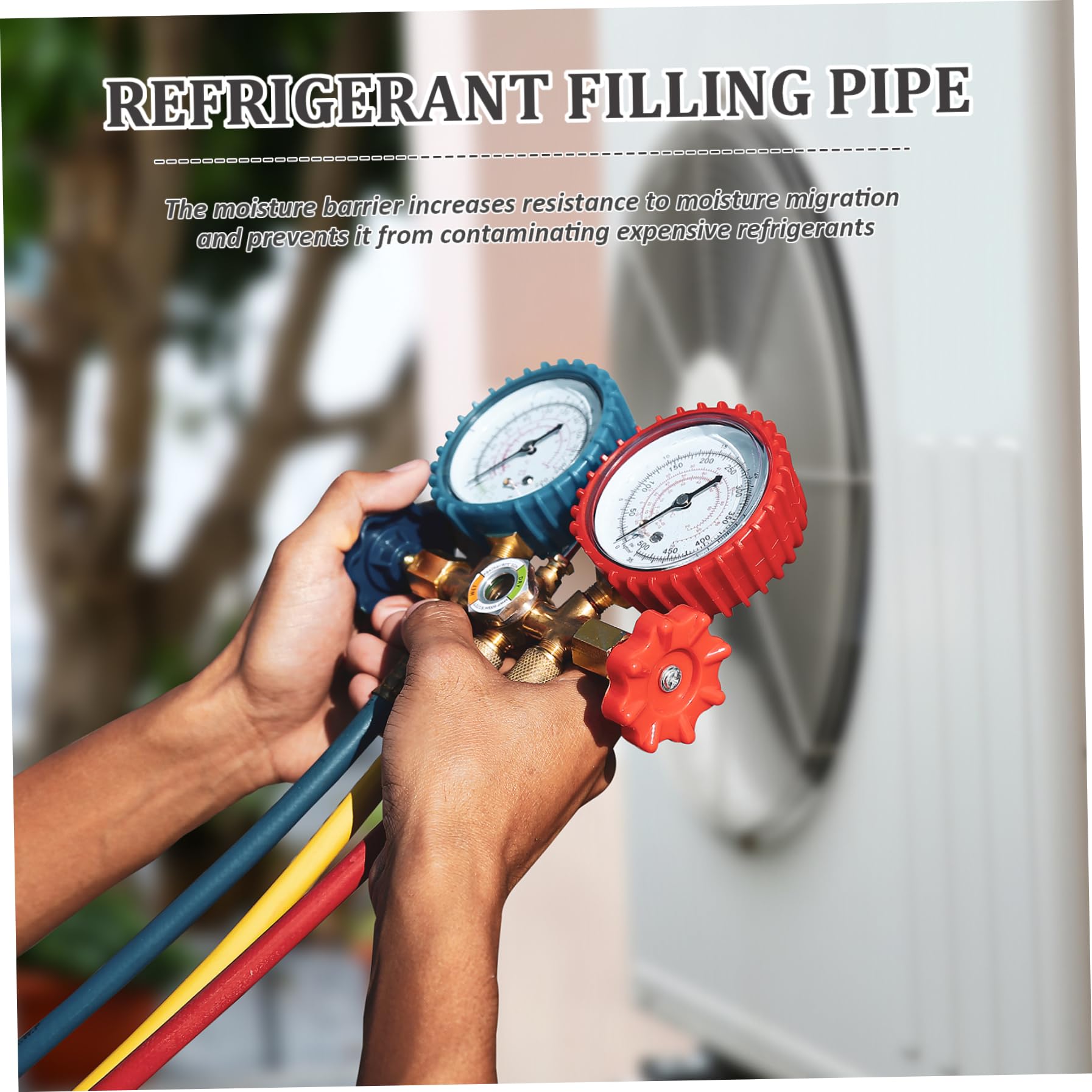 Tuyau Recharge Clim 3 Tuyaux Réfrigérant R410A - 35" 800-4000psi - 1/4" & 5/16" - HVAC Tuyau Frigo Americain