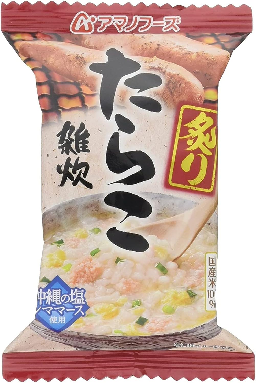 Roasted Cod Roe Porridge 100% Japanese Rice 0.7oz 5pcs Japanese Freeze Dry Instant Porridge Amano Foods Ninjapo