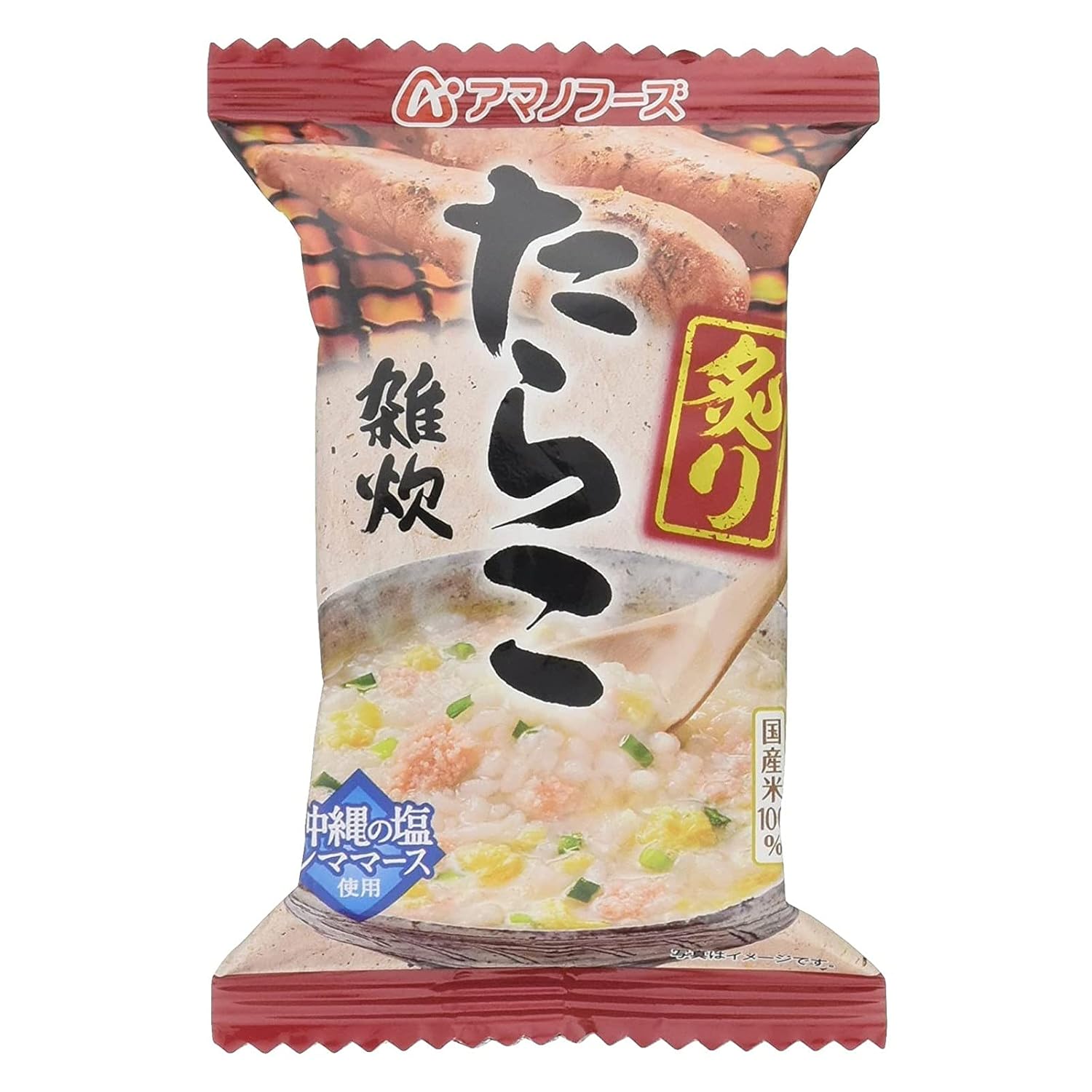 Roasted Cod Roe Porridge 100% Japanese Rice 0.7oz 5pcs Japanese Freeze Dry Instant Porridge Amano Foods Ninjapo