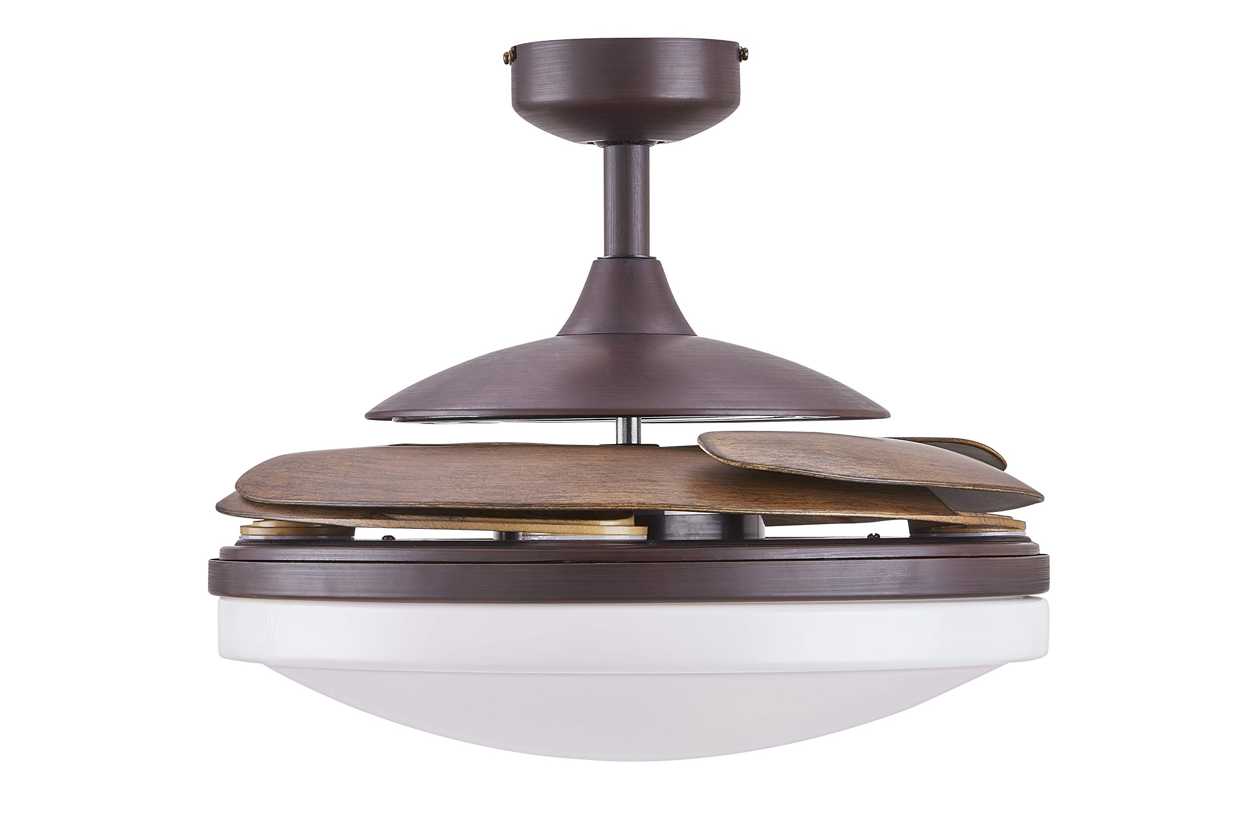Fanaway 21093301 Evo2 Retractable 4 Lighting with Remote Ceiling Fan, 48 Inch, Oil Rubbed Bronze with Dark Koa Blades