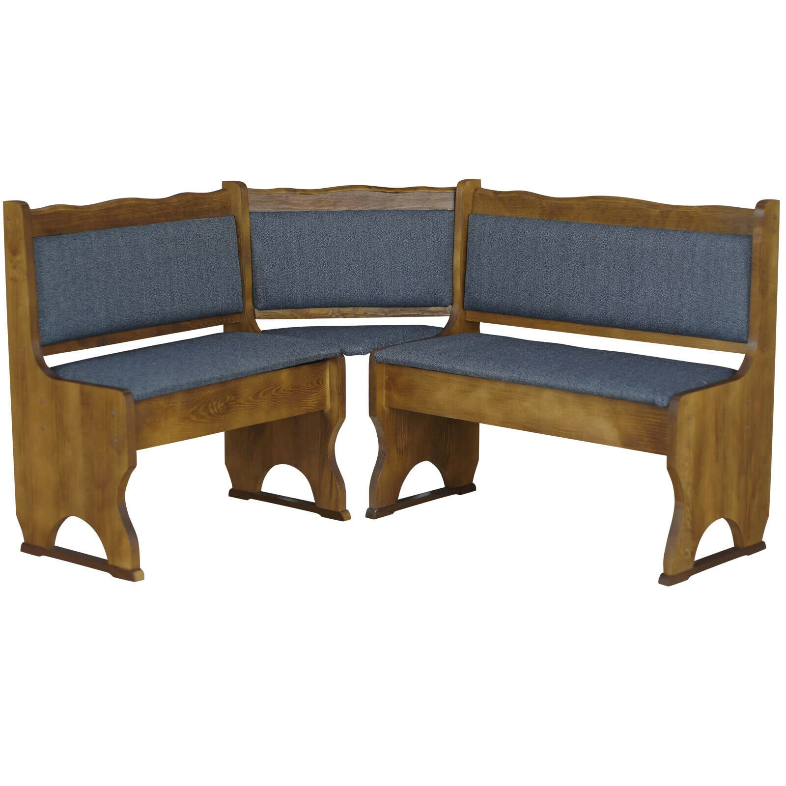 k koma Imbottitura Panca angolare in legno di pino, colore rovere con imbottitura in legno massello – nuovo grigio scuro (200 x 200)