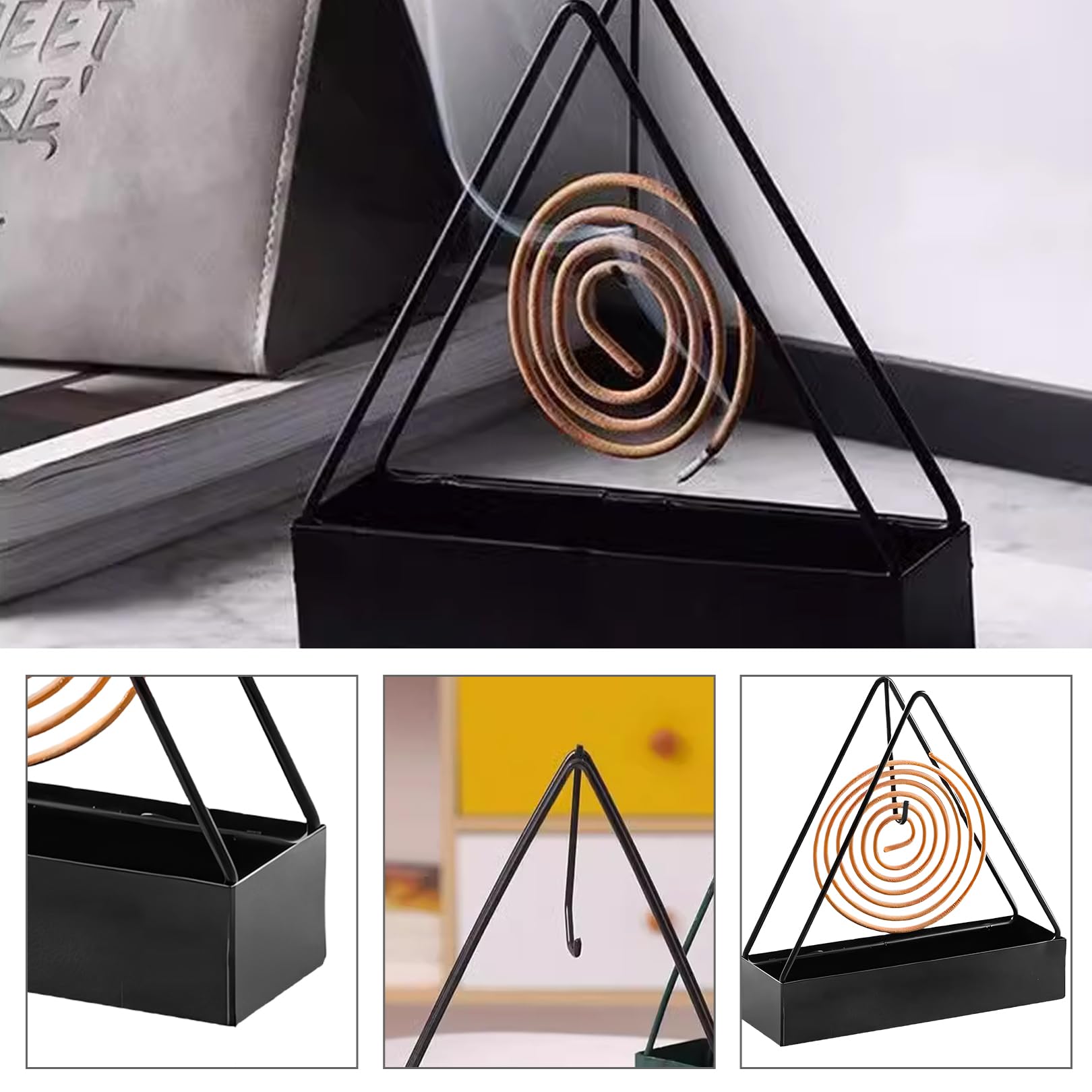 pangutheos 2 Pezzi Porta Zampirone, Ferro Porta Spirale Antizanzare con Anello per Appendere Portazampirone da Esterno, Creativo e Semplice per Casa Esterno Ufficio (Ovale