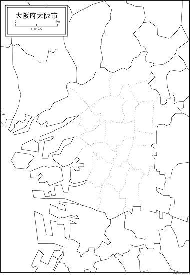 Amazon 大阪市の白地図 A1サイズ 2枚セット 地図 文房具 オフィス用品