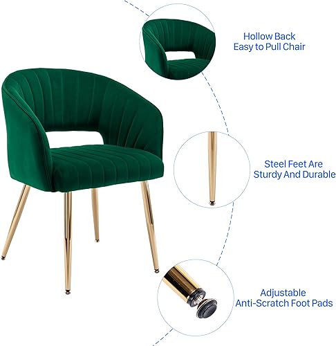 Miniatura 7 de KCC Silla de escritorio moderna de terciopelo, sillón tapizado, sillas de comedor, sillas de tocador copetudas, sillas laterales con patas de metal