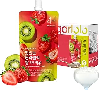 EasyCookAsia Sugarlolo Trinkbares Konjac | 150ml x 10er | 4 kcal | Kalorienarm, Zuckerfrei, vegan & ballaststoffreich | für Diät, Sport & Alltag (Erdbeere & Kiwi)