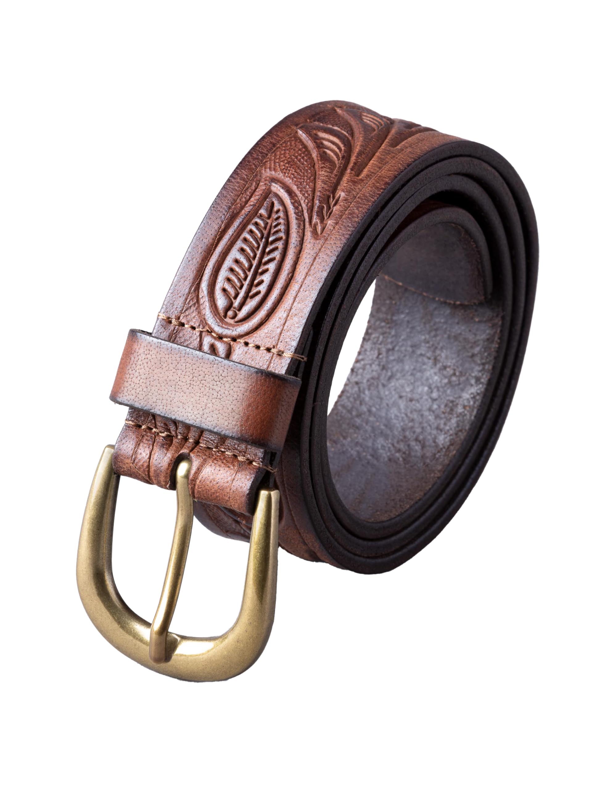 Lakeland Leather Ladies Embossed Leather Belt in Tan (Tan, XL)