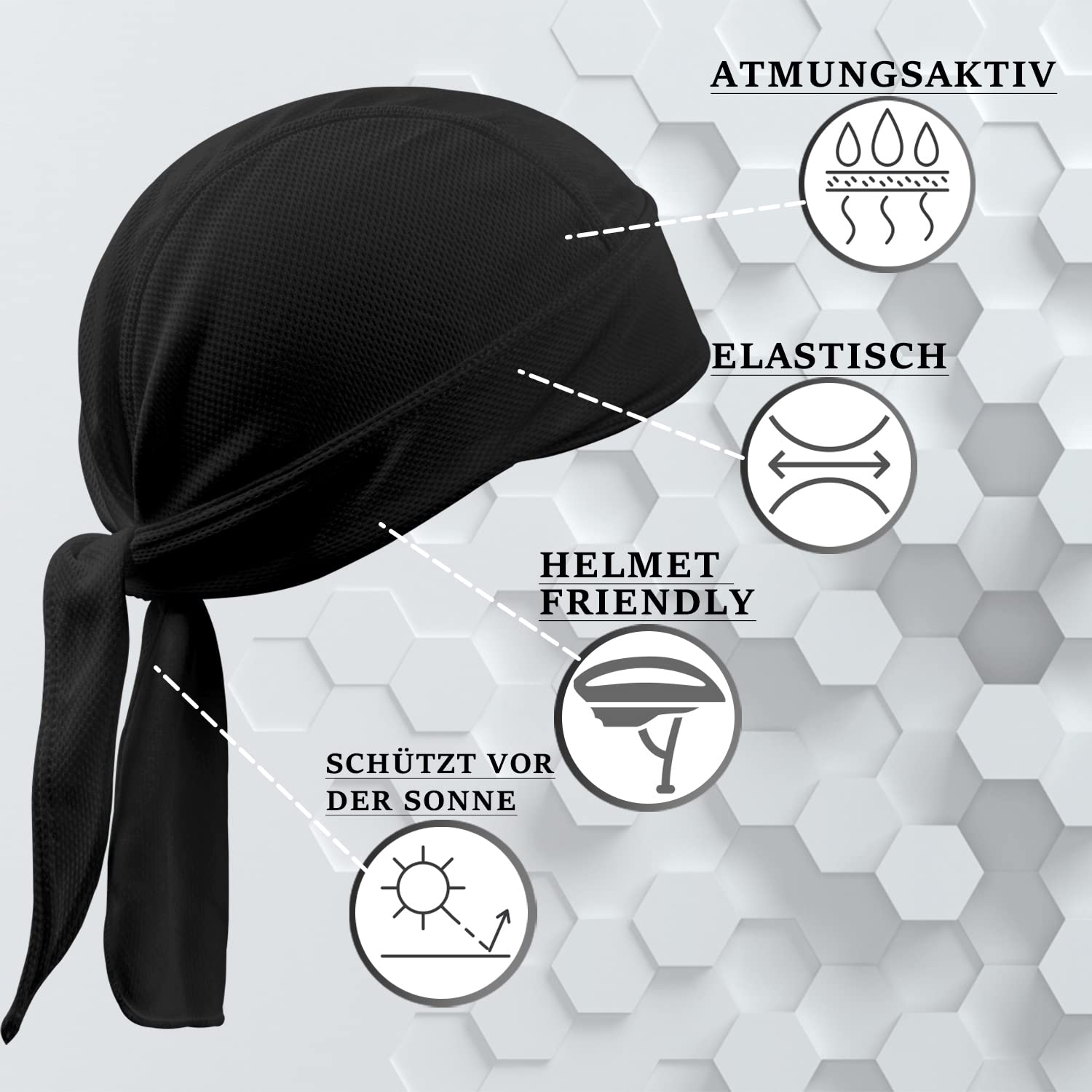 Chusta piracka bandana Cap Durag nakrycie głowy motocykl chusta na głowę pod kask rowerowy chusta piracka lato, czarny, 50-65