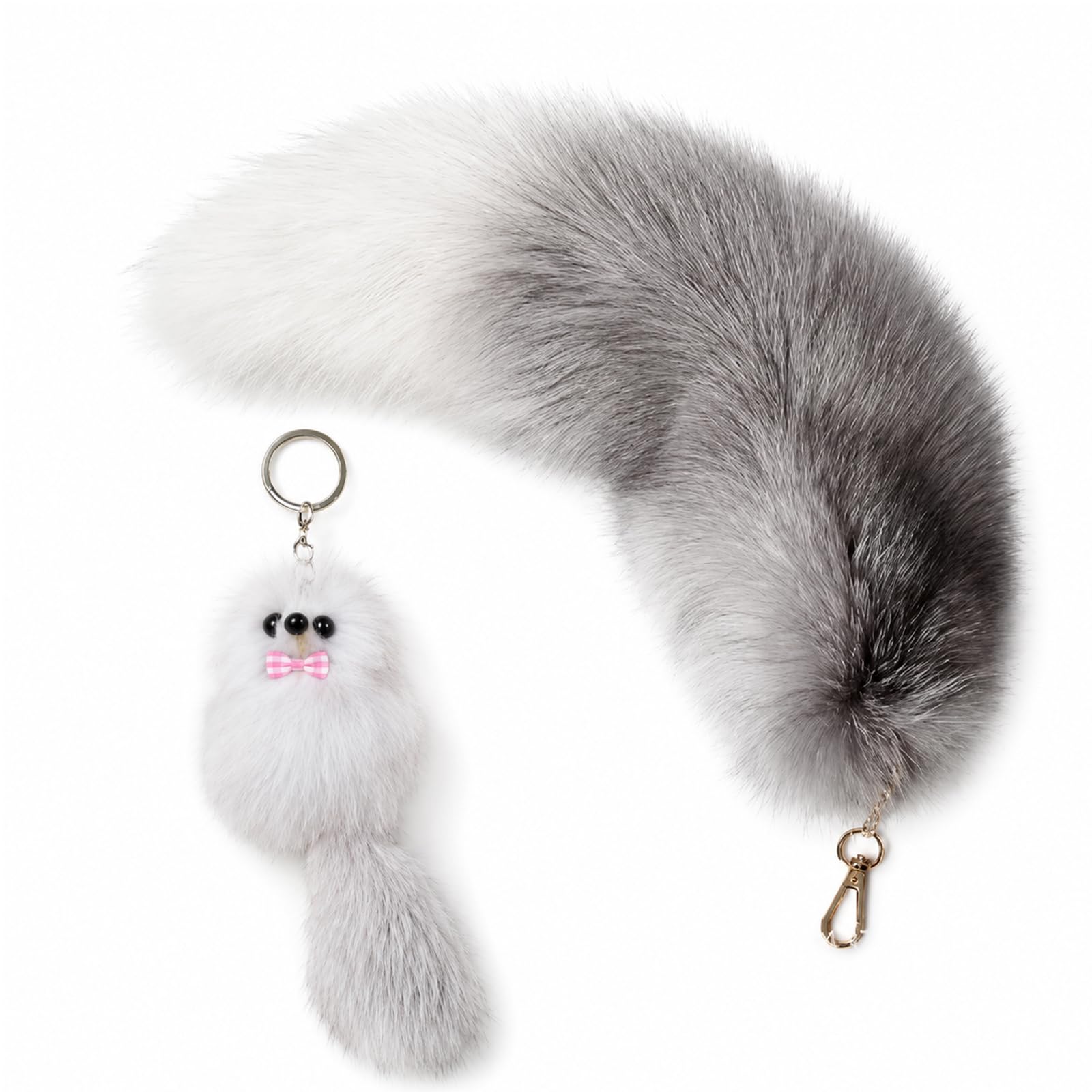 2 Pcs Therian Tail, Furry Tails, Fox Ta il, Set With Silver Blue T ail And Fox Pendant, Light Compression For Tai l Movement Control, Roleplay Accessory For Costume Events And Themed Parties