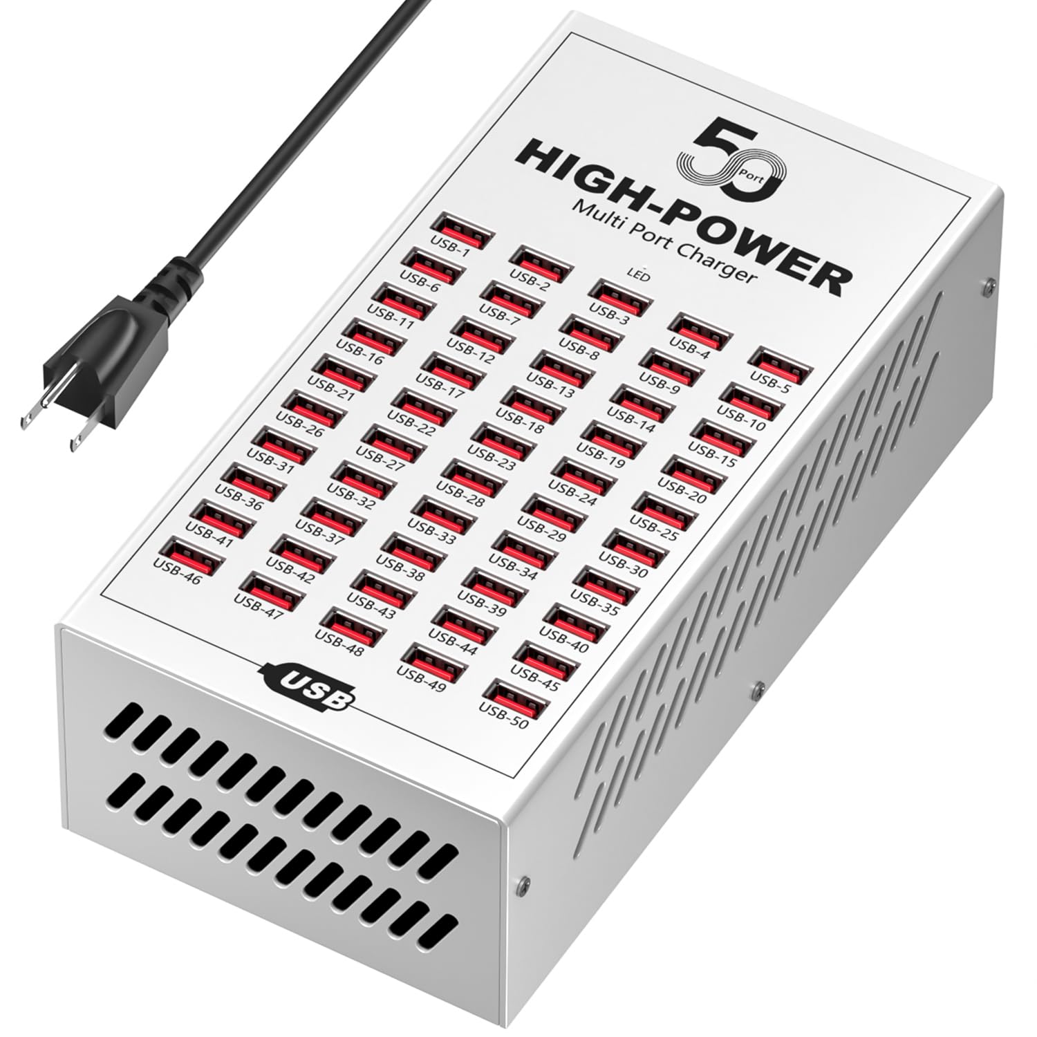 Concentrador USB de 50 puertos para cargar múltiples teléfonos y tabletas a la vez 8