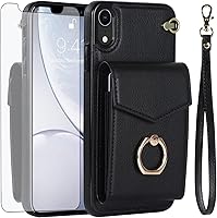 Vista 1 de Asuwish Funda de teléfono para iPhone XR 6.1 con protector de pantalla de vidrio templado y anillo de bloqueo RFID, tarjetero para celular iPhoneXR