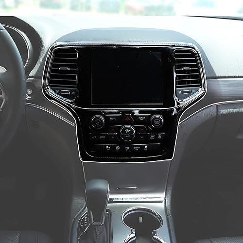 Miniatura 5 de Hoolcar Accesorios interiores Cubierta de marco de navegación con control central ABS para Jeep Grand Cherokee 2014-2020, fibra de carbono