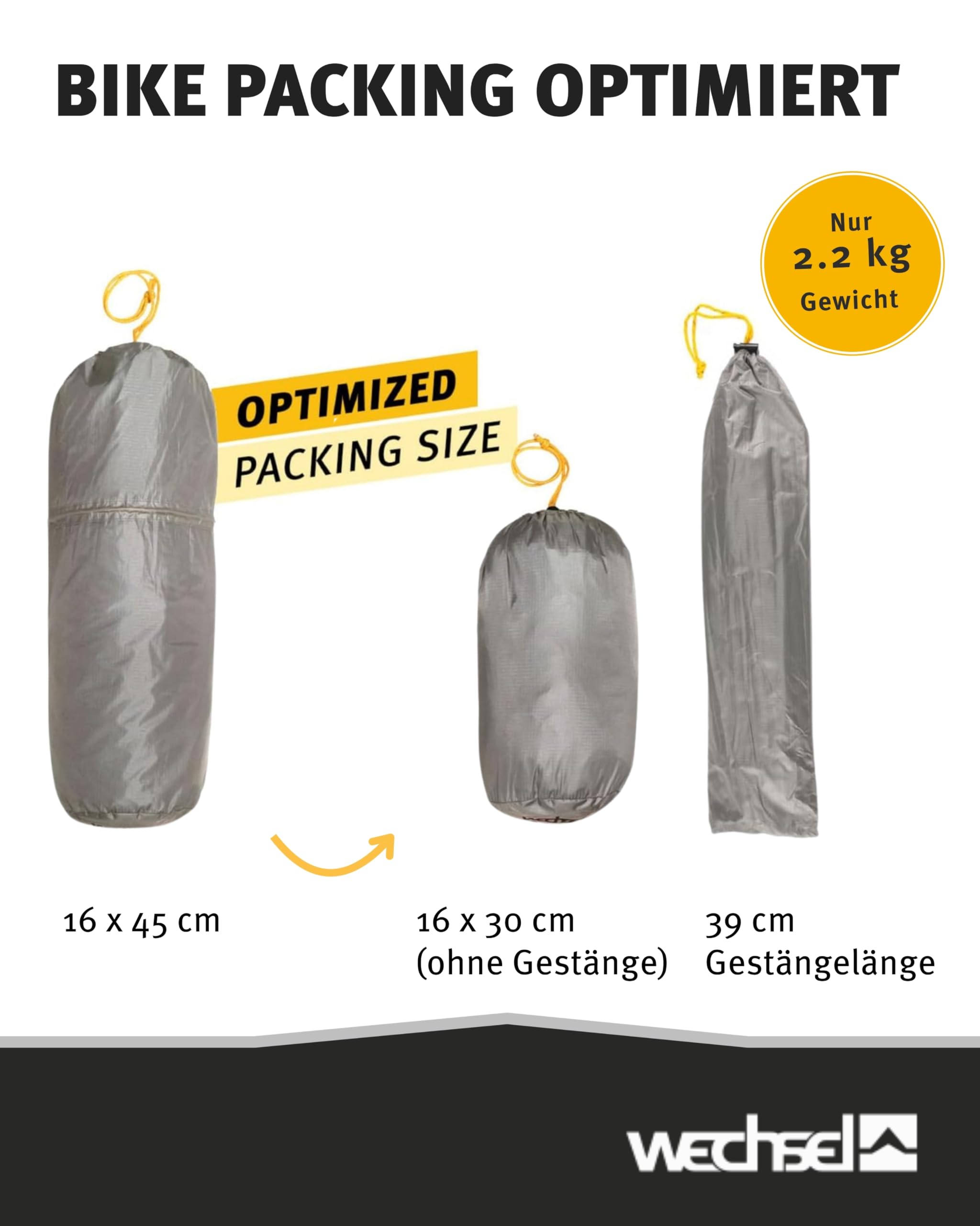 Wechsel Trekkingzelt Trailrunner I Leichtgewichtszelt für 1,5 Personen I schnell aufbaubares Hybridzelt I kompakt & transportabel I ideales Outdoor-Zelt für Camping, Wandern, Radreisen, Kanu & Kajak