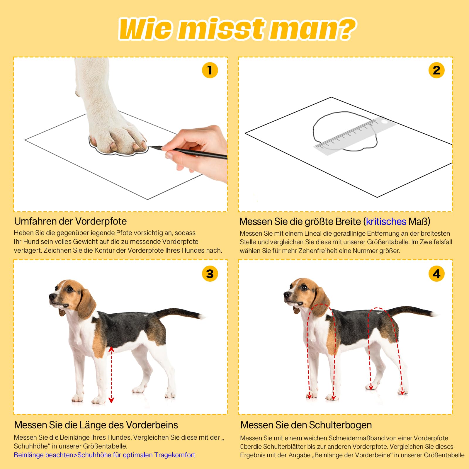 DQGHQME Hunde-Hosenträgerschuhe, Staub- und rutschfest, 6-Fach verstellbar, ideal für Parkett und Schnee, mit 360°-Reflektoren für die Pfoten