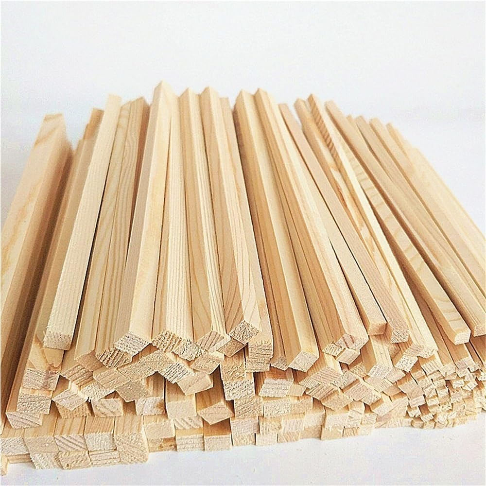 Kije drewniane, Ręcznie robione kwadratowe patyczki drewniane sosnowe, opakowanie 5 szt., 5x5-25x25x330-500 mm(12x12x500mm)