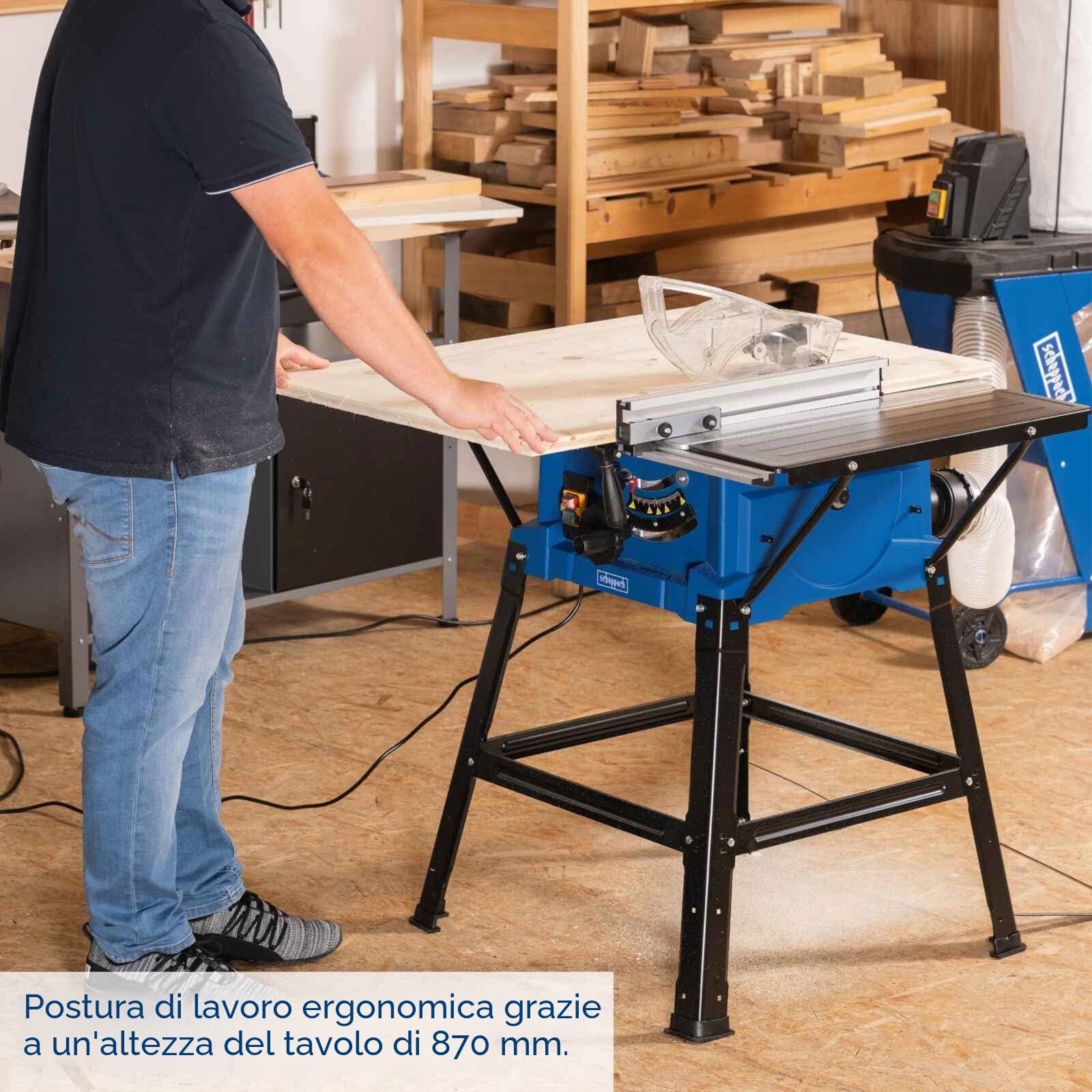 Scheppach Sega circolare da tavolo HS110 | 2000 W | Lama Ø254 mm | Altezza di taglio fino a 87 mm | Allargamenti da tavolo | Viene fornito con protezione lama, guida angolare e guida parallela