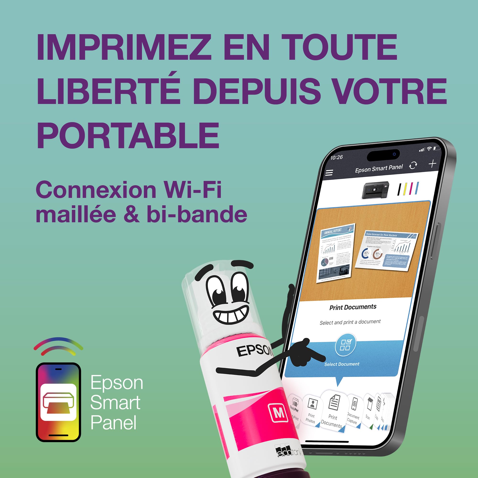 Epson EcoTank ET-2955 Imprimante à Réservoirs D’Encre | Maison & Petit Bureau | Wi-FI | A4 | Imprimer, Copier, Numériser | Écran LCD 3,7cm | Impression Recto Verso Auto | Jusqu’à 3 Ans d’Encre Inclus