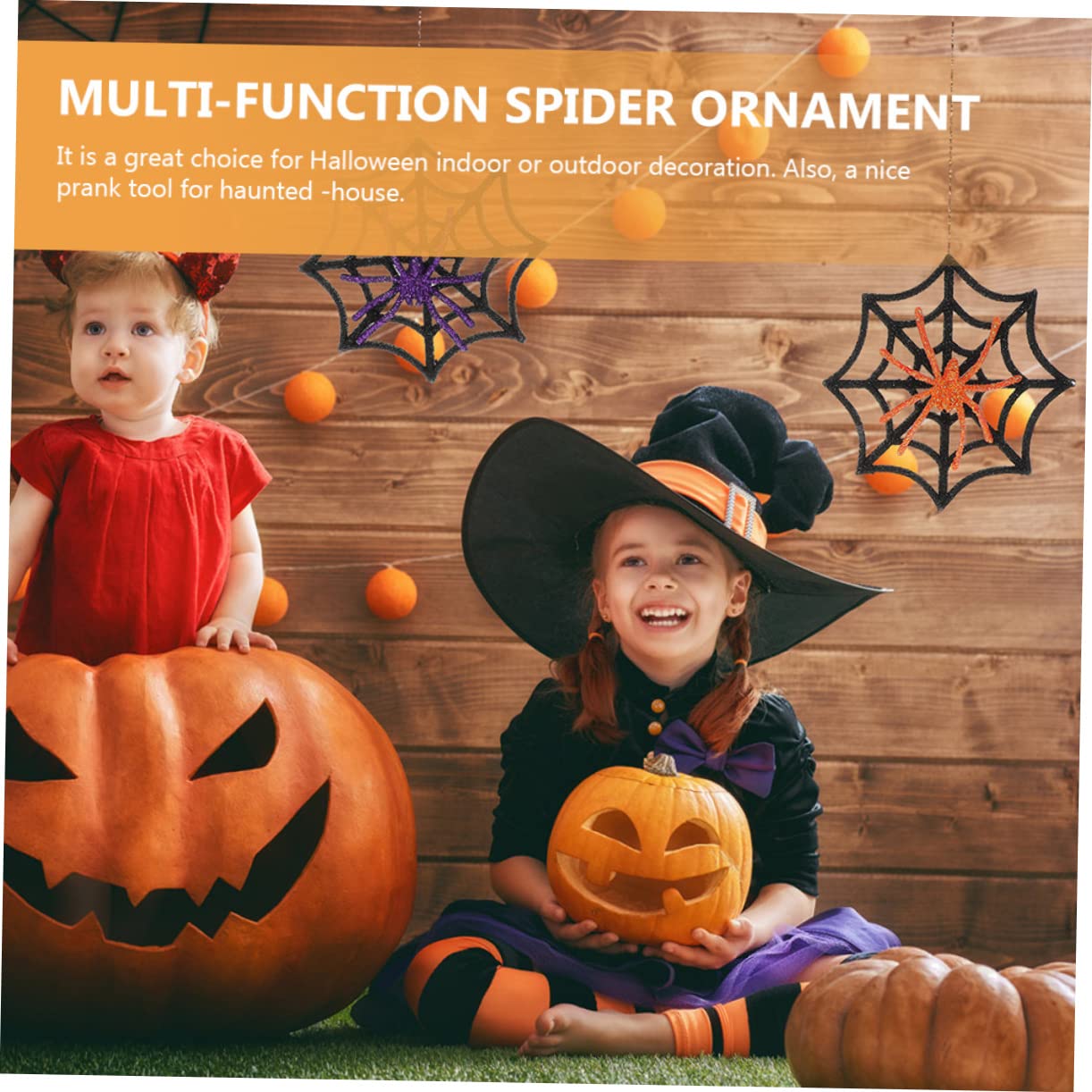 PRETYZOOM 48 Pezzi Halloween Netto Halloween Spider Artigianato 3D Glitter Spider Delicata Ragnatela Delicato Ragno Decorazione Accessorio Di Riutilizzabile Falso Ragno