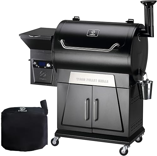 Z GRILLS Ahumador de parrilla de pellets con controlador PID 2.0, 700 áreas de cocción, sondas de carne, cubierta de lluvia para barbacoa al aire