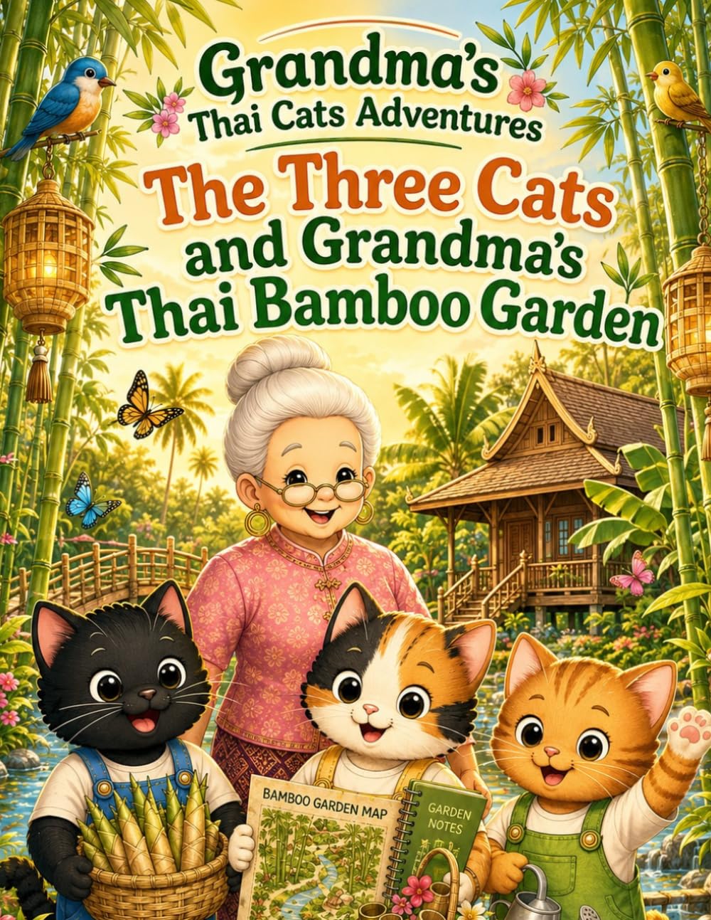 Grandma's Thai Cats Adventures: Book 14: The Three Cats and Grandma's Thai Bamboo Garden