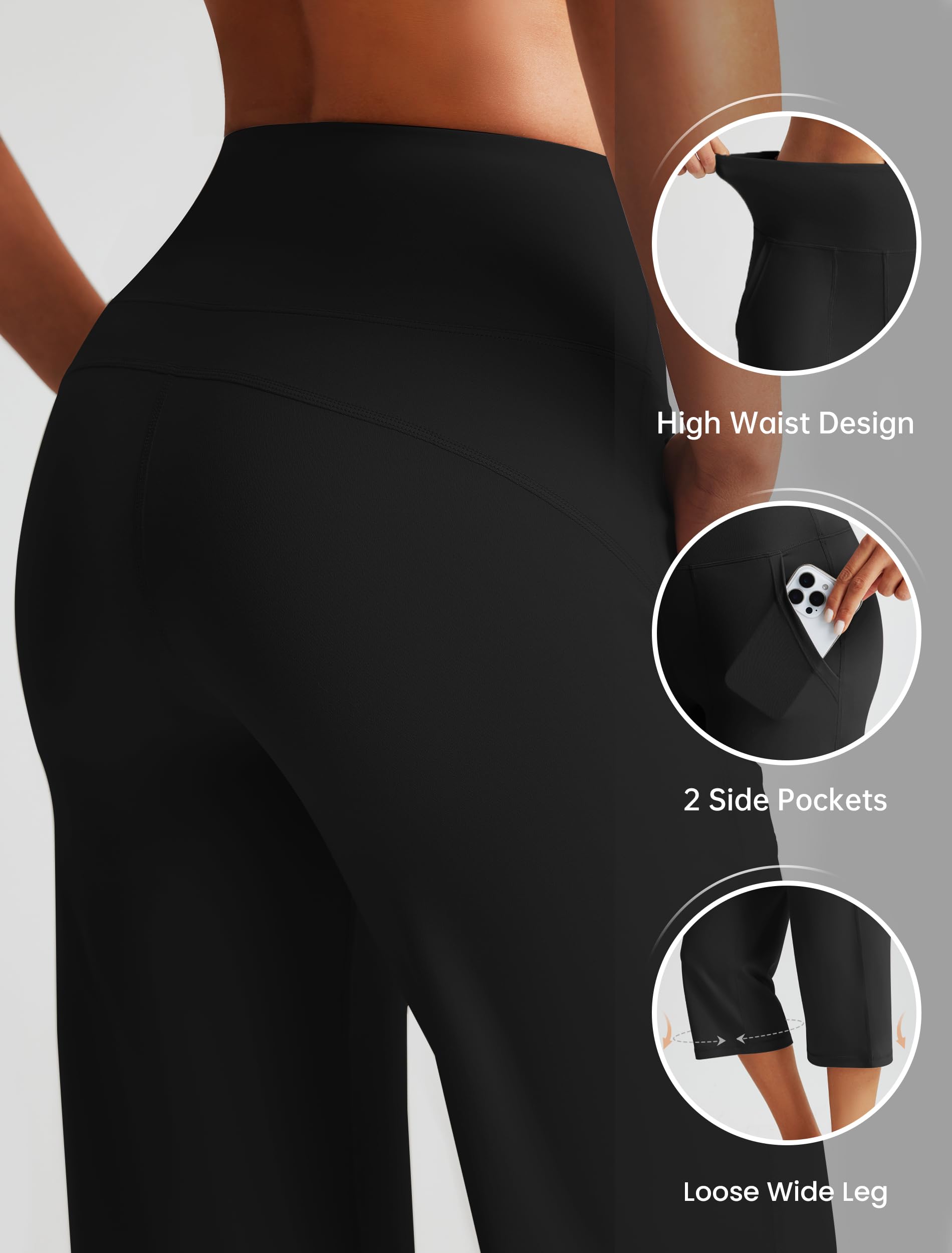 Libin Leggings Capris 3/4 Yoga para Mujer de Cintura Alta, Pierna Ancha, Ligero De Verano, Pantalones De Pierna Recta, Deporte Piratas Running Transpirable con Bolsillos